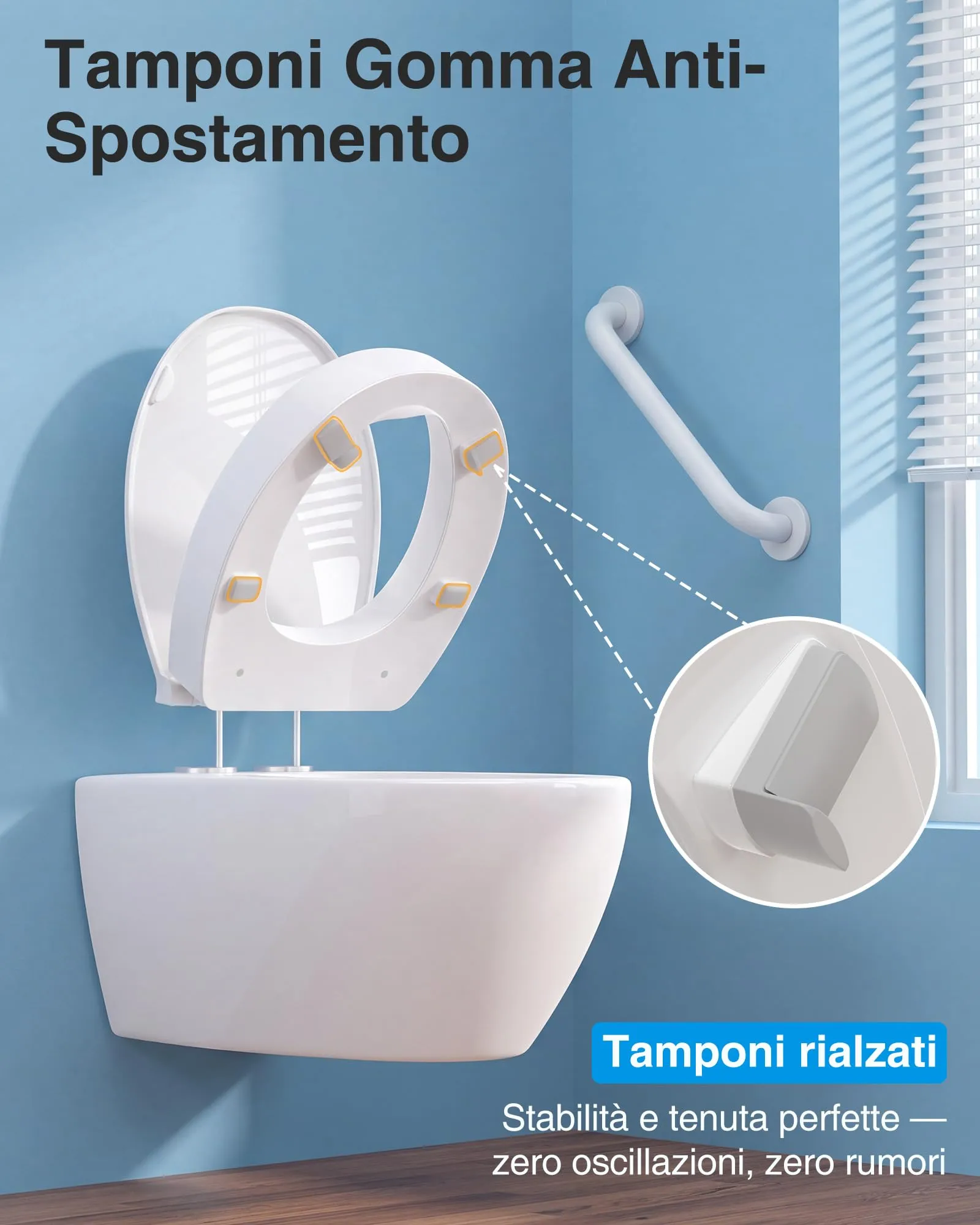 YEAUPE PRO Rialzo WC O-Shape PP, Sedile Alzavasi Ergonomico 7.1cm - immagine 5