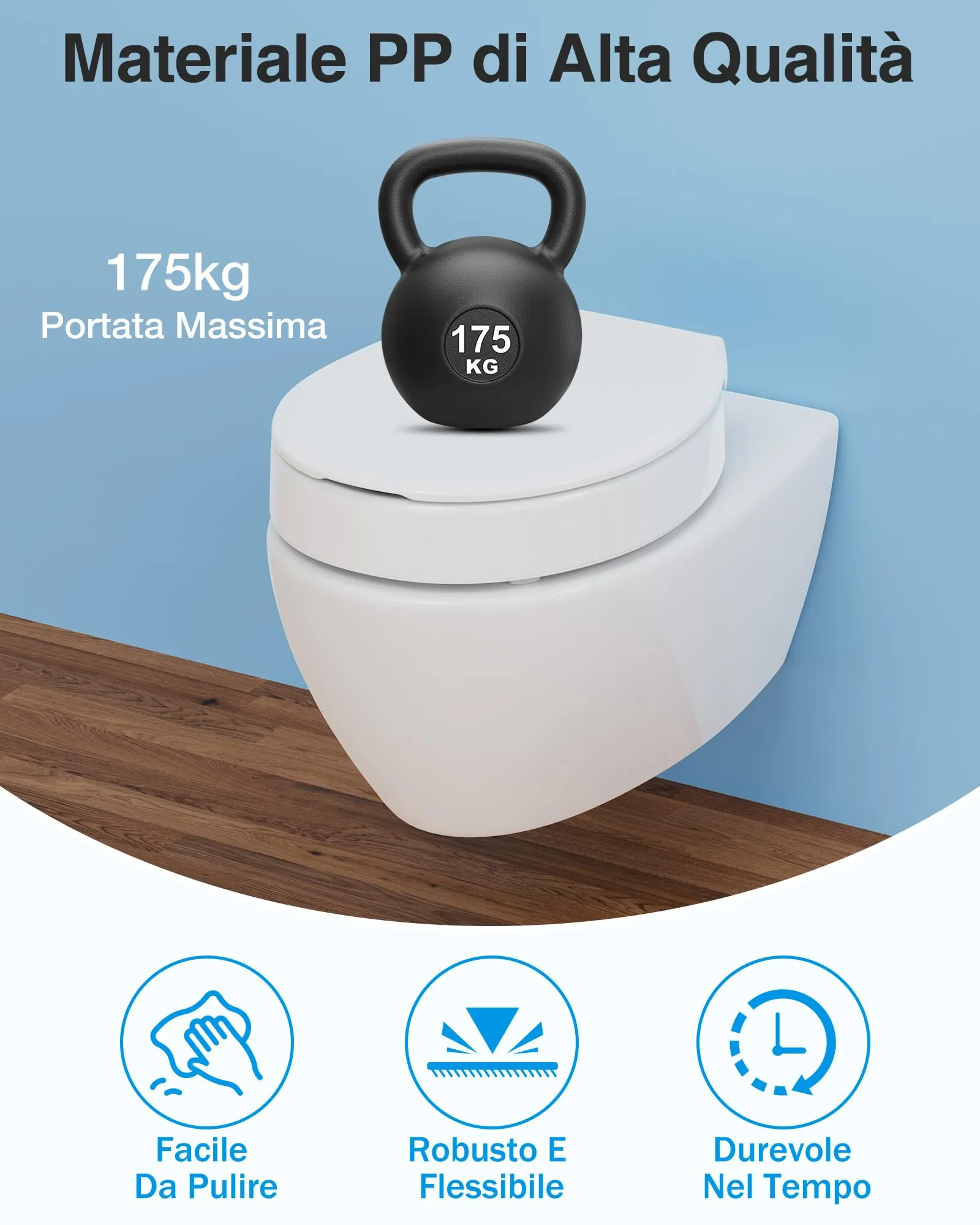 YEAUPE PRO Rialzo WC O-Shape PP, Sedile Alzavasi Ergonomico 7.1cm - immagine 7