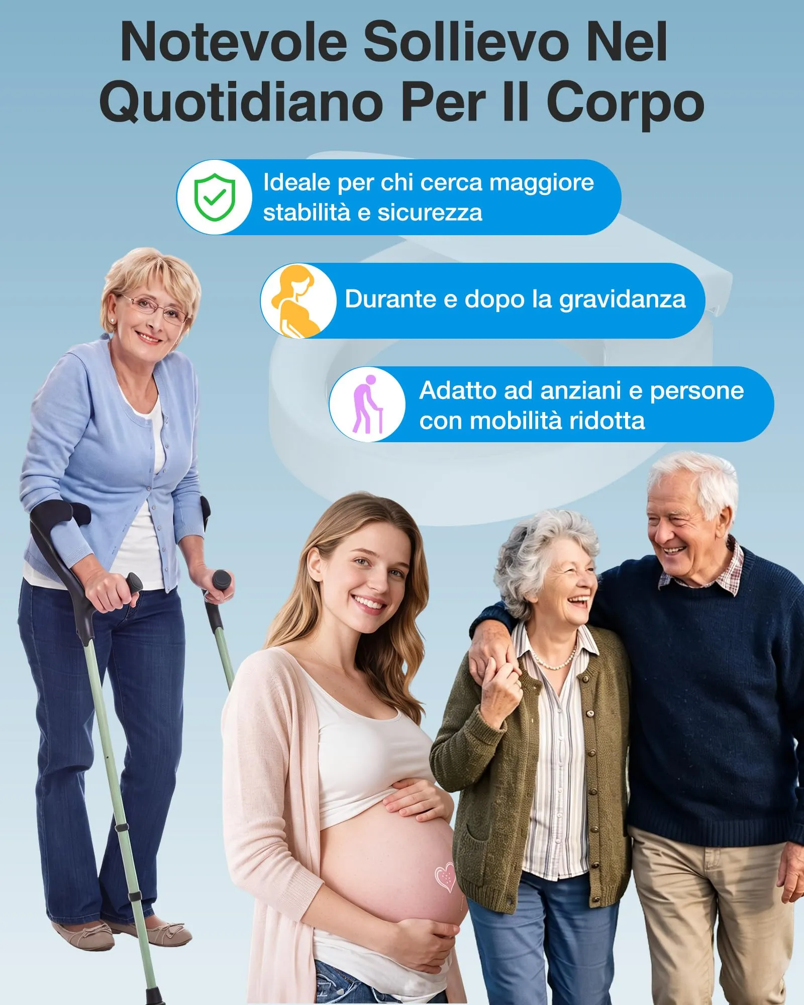 YEAUPE PRO Rialzo WC O-Shape PP, Sedile Alzavasi Ergonomico 7.1cm - immagine 8