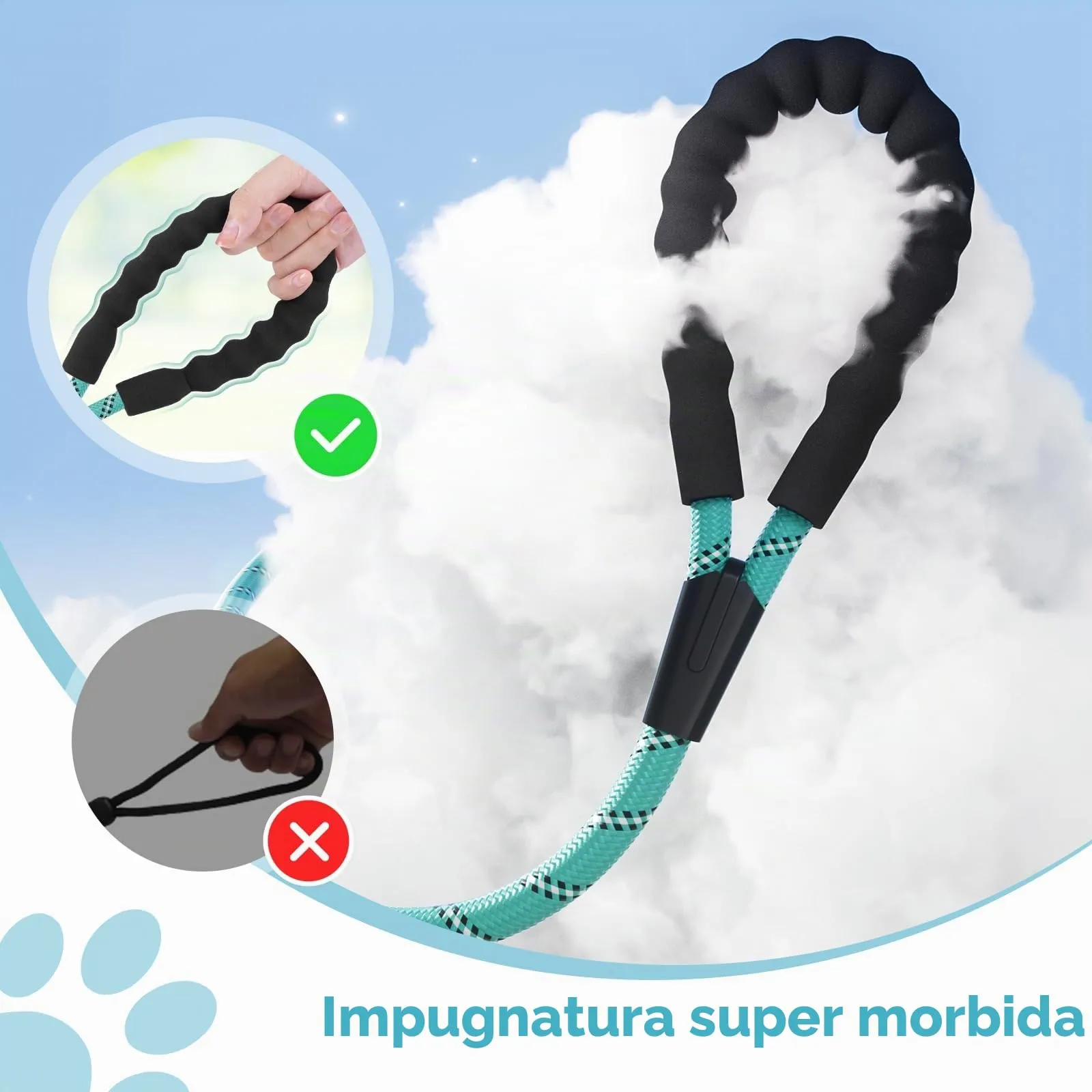 X XBEN Guinzaglio Addestramento per Cani, 10M x 10mm, Nylon con Gancio di Sicurezza e Maniglia Imbottita - immagine 3