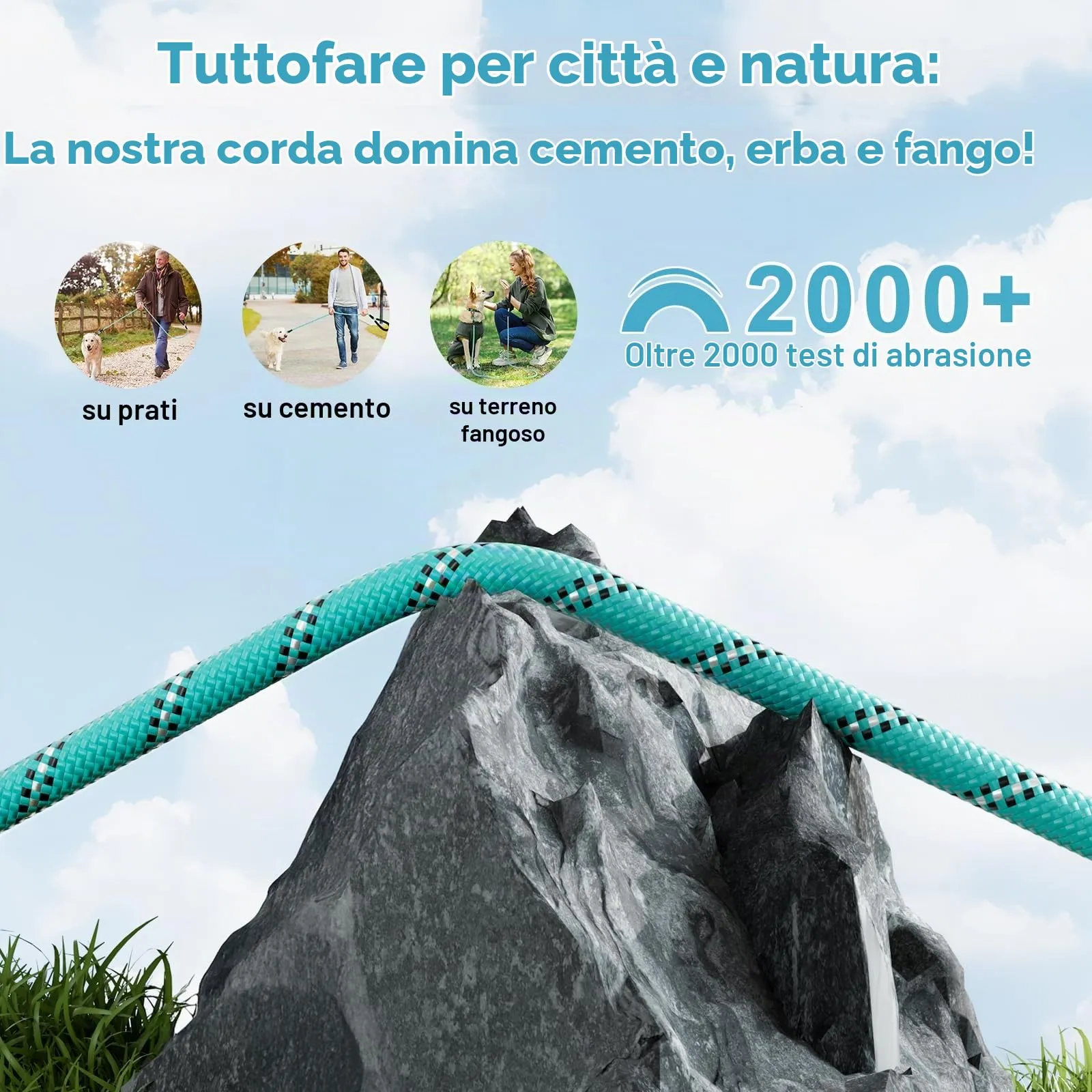 X XBEN Guinzaglio Addestramento per Cani, 10M x 10mm, Nylon con Gancio di Sicurezza e Maniglia Imbottita - immagine 4