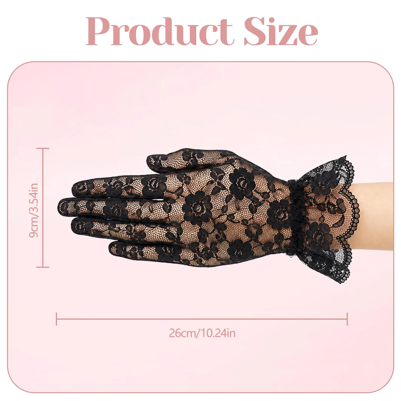 Andiker Guanti Corti da Donna in Pizzo Vintage, Bianco-B, Taglia Unica - immagine 5