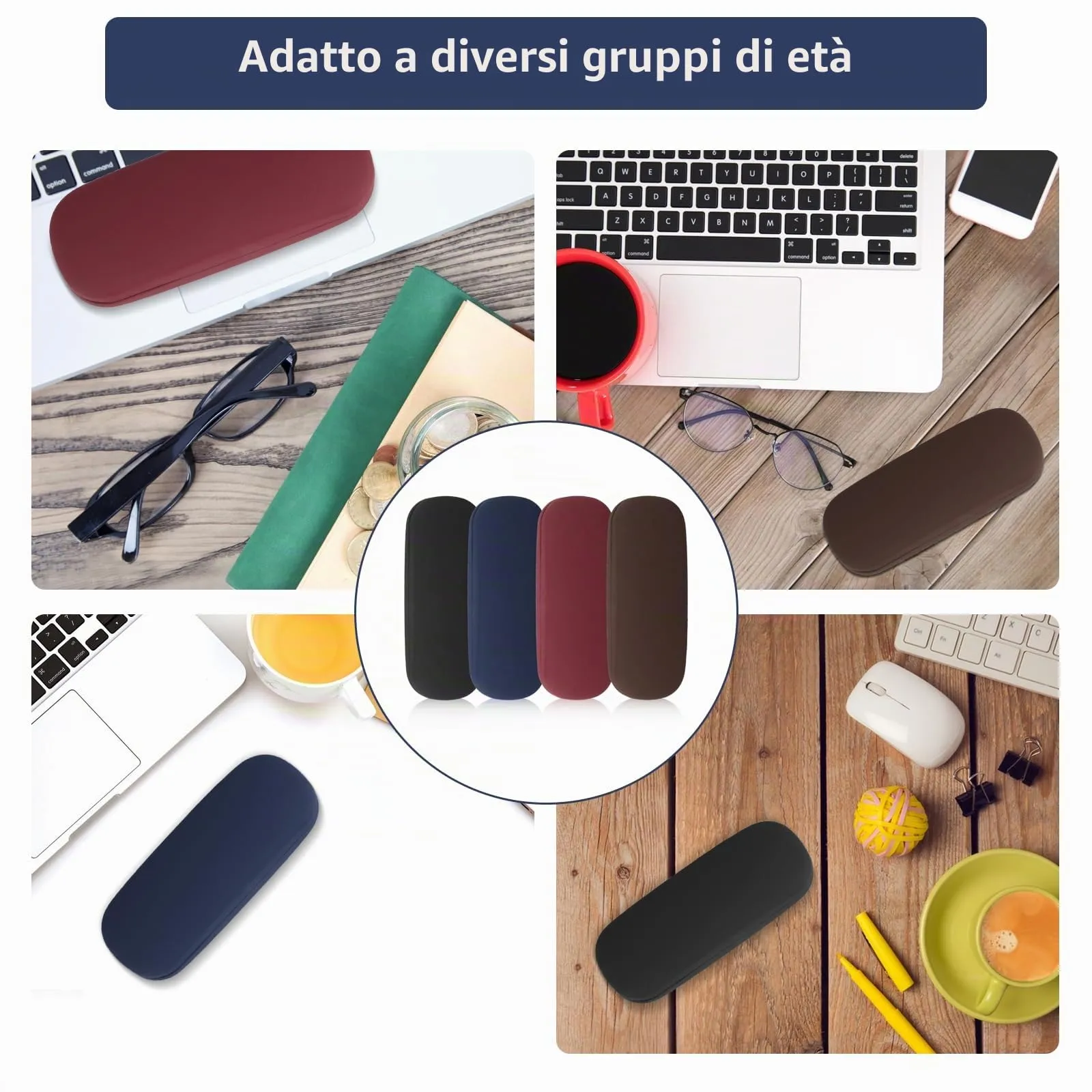 HexinYigjly Custodia Rigida per Occhiali, Set da 4 Pezzi con Panni per la Pulizia - immagine 7