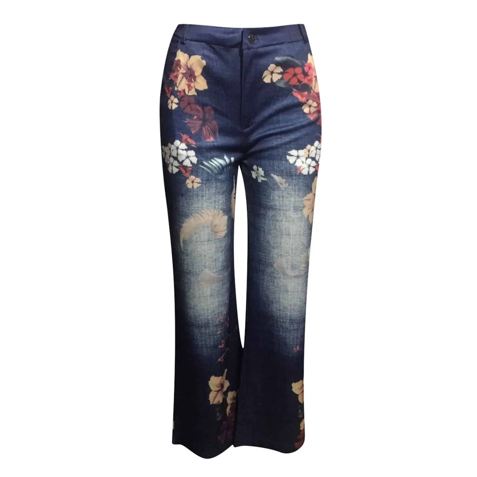 BOTCAM Pantaloni da donna in denim a zampa d'elefante, vita alta, bootcut, stile retro boyfriend hip hop - immagine 3