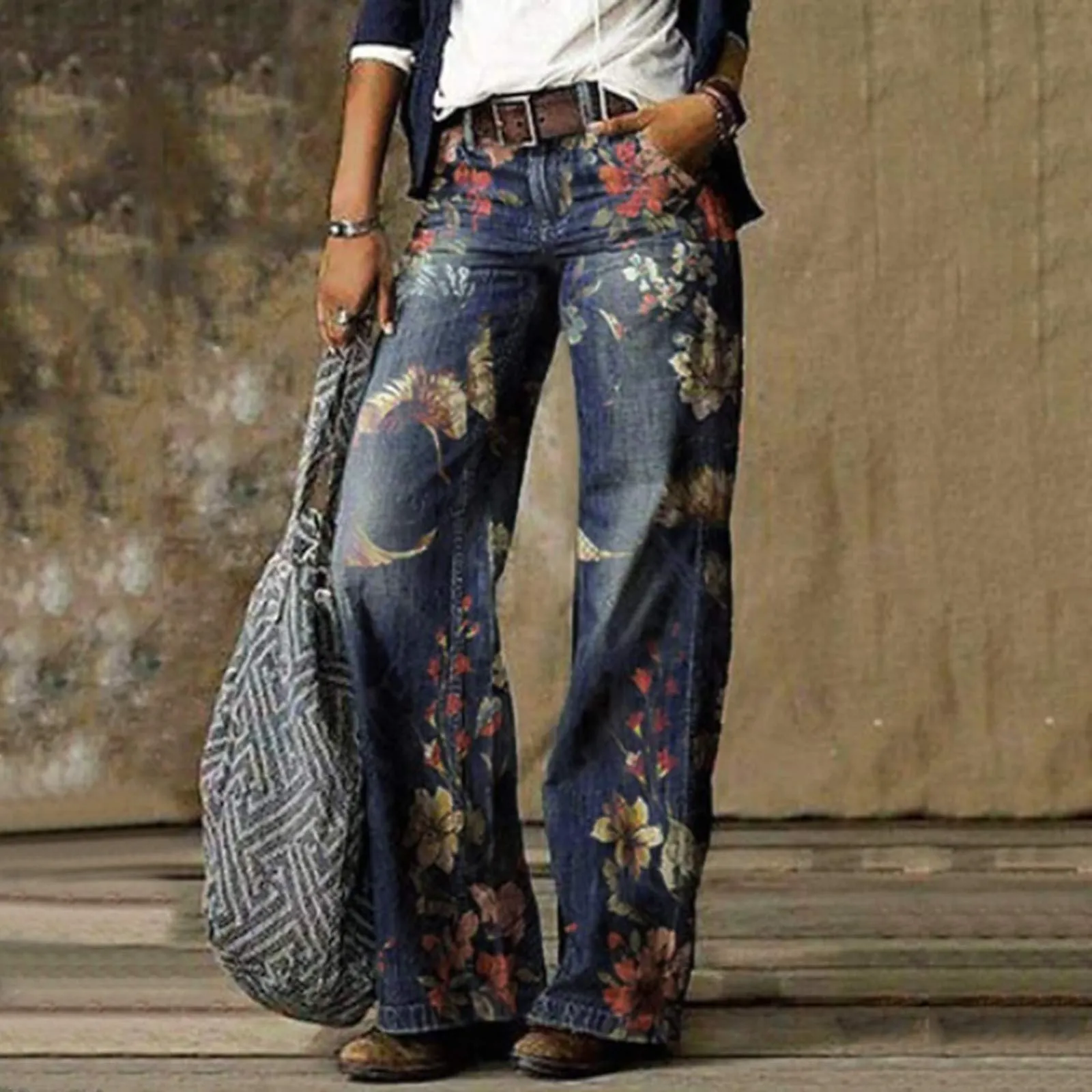 BOTCAM Jeans da Donna in Denim a Vita Alta, Pantaloni Bootcut e Baggy Stretch - immagine 2