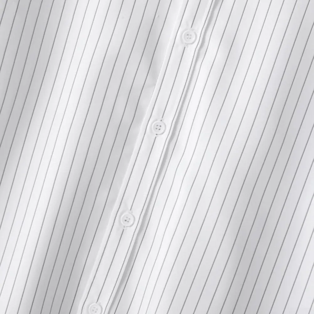 VersaGenius Camicia da Uomo a Maniche Lunghe a Righe Bianca Streetwear XL - immagine 7