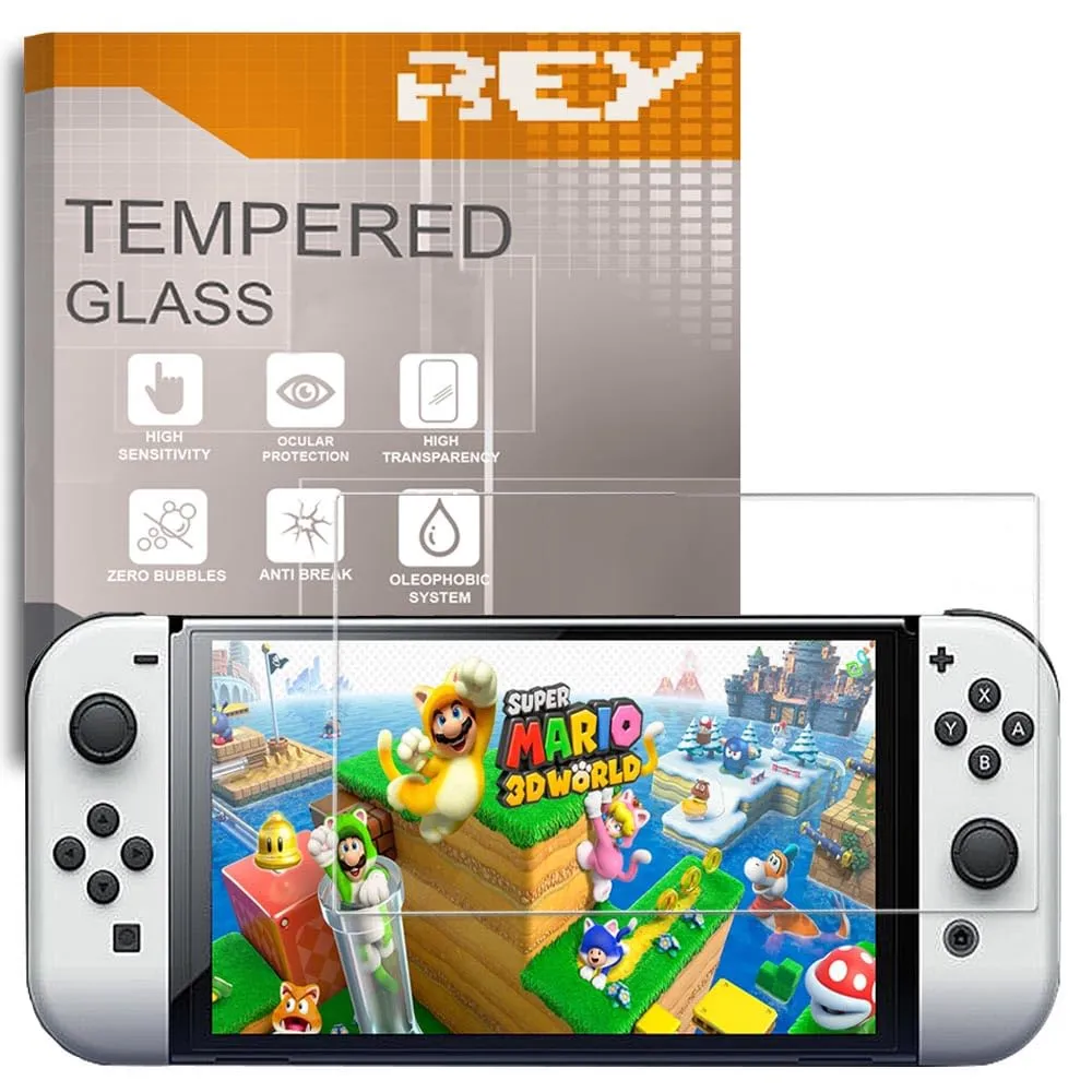REY Pellicola salvaschermo in vetro temperato per Nintendo Switch OLED - immagine 1