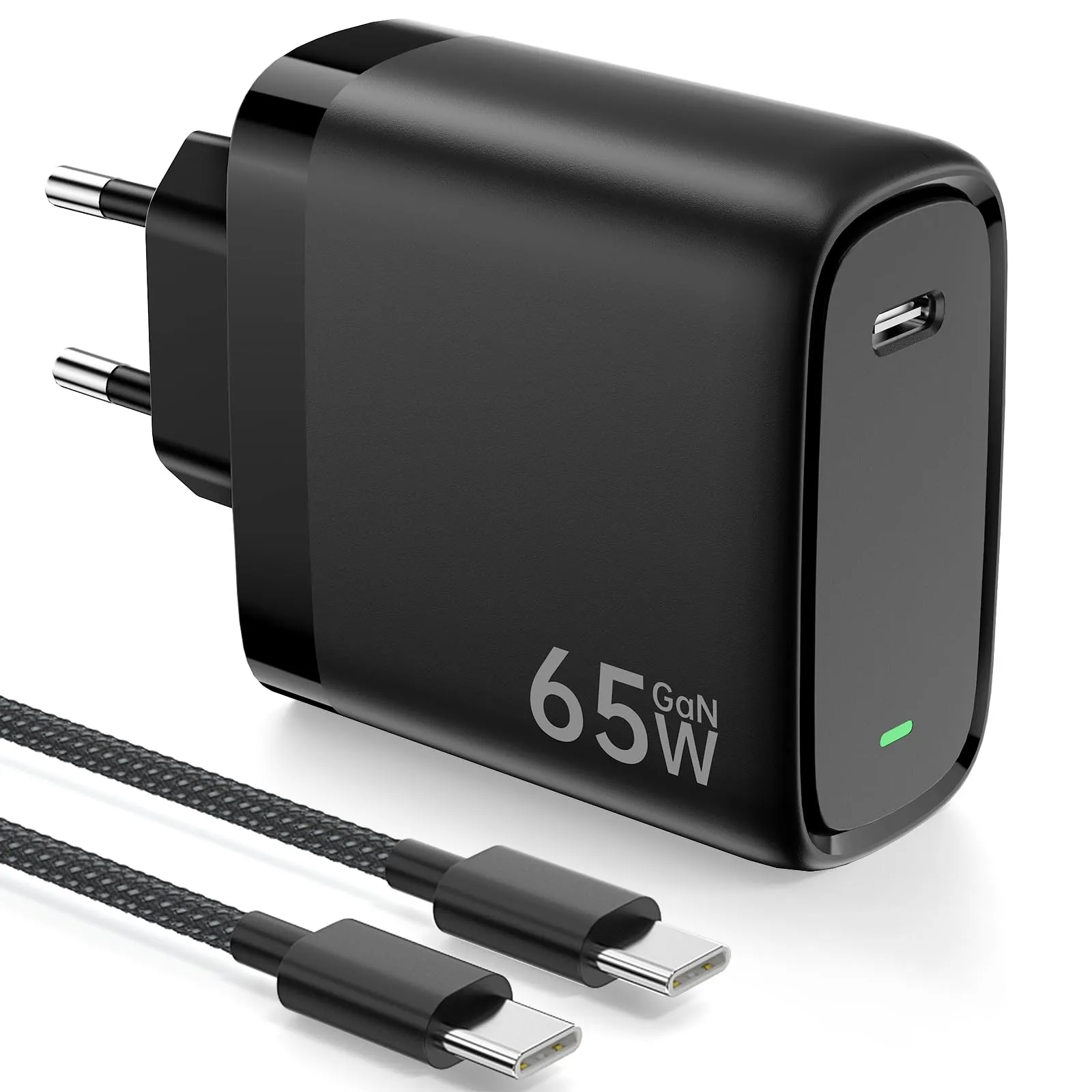 Kndaa Caricatore USB-C 65W PD3.0 GaN II con Cavo Tipo C 2m - immagine 1