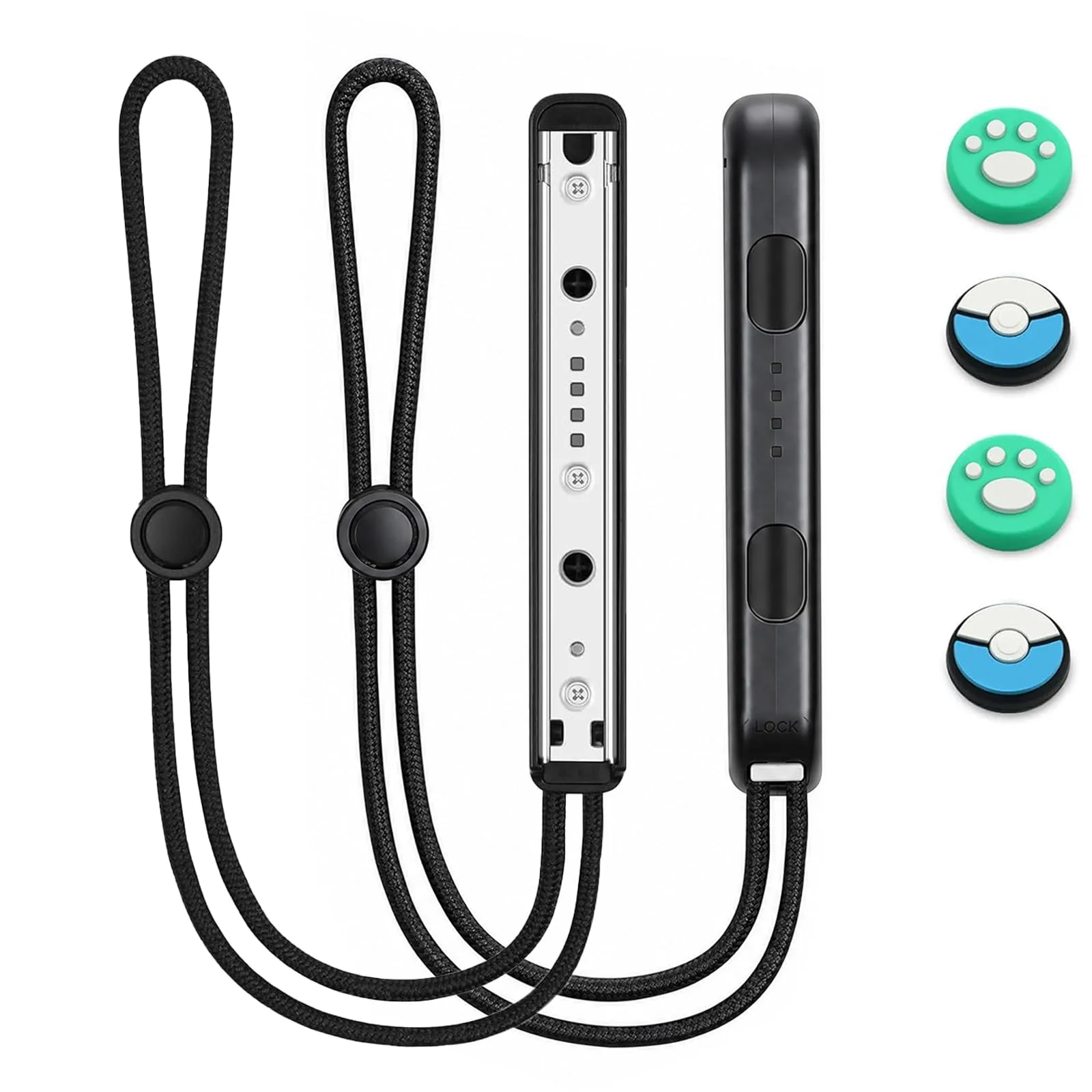 Vicloon Switch Controller Wrist Straps with 4 Joystick Caps, Nero - immagine 1