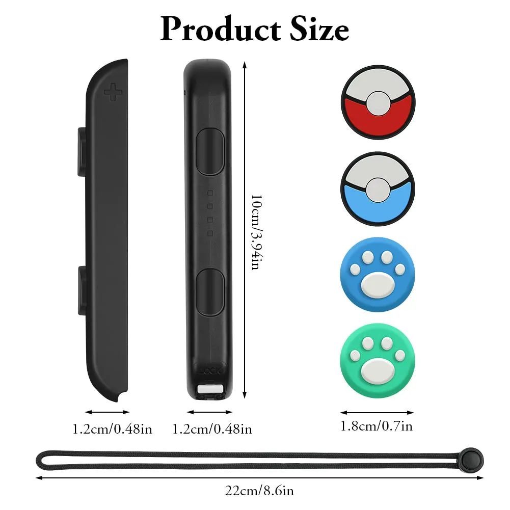 Vicloon Switch Controller Wrist Straps with 4 Joystick Caps, Nero - immagine 2