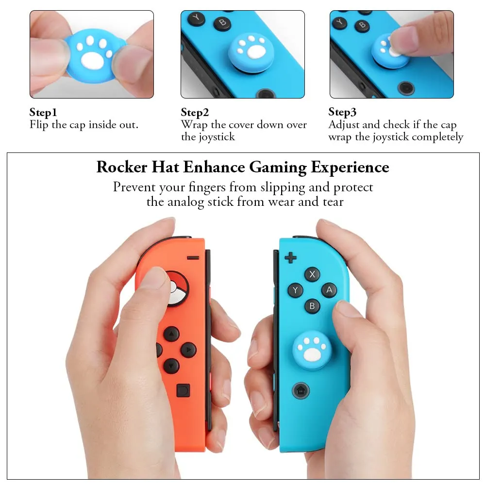 Vicloon Switch Controller Wrist Straps with 4 Joystick Caps, Nero - immagine 4