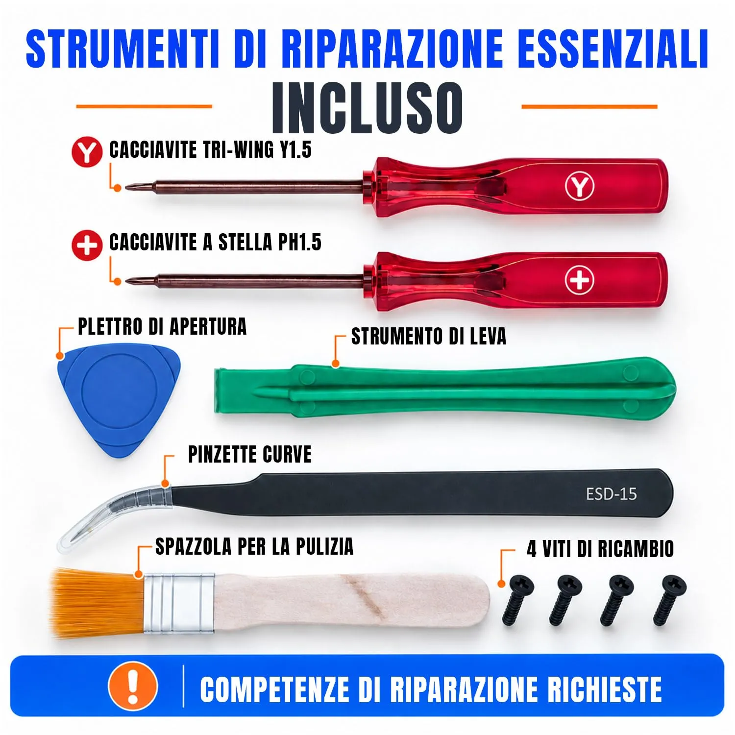 Mcbazel 18 in 1 Kit di Riparazione per Joy-Con Nintendo Switch con Cacciaviti, Joystick Analogici 3D SL/SR e Cavi Flessibili - immagine 5
