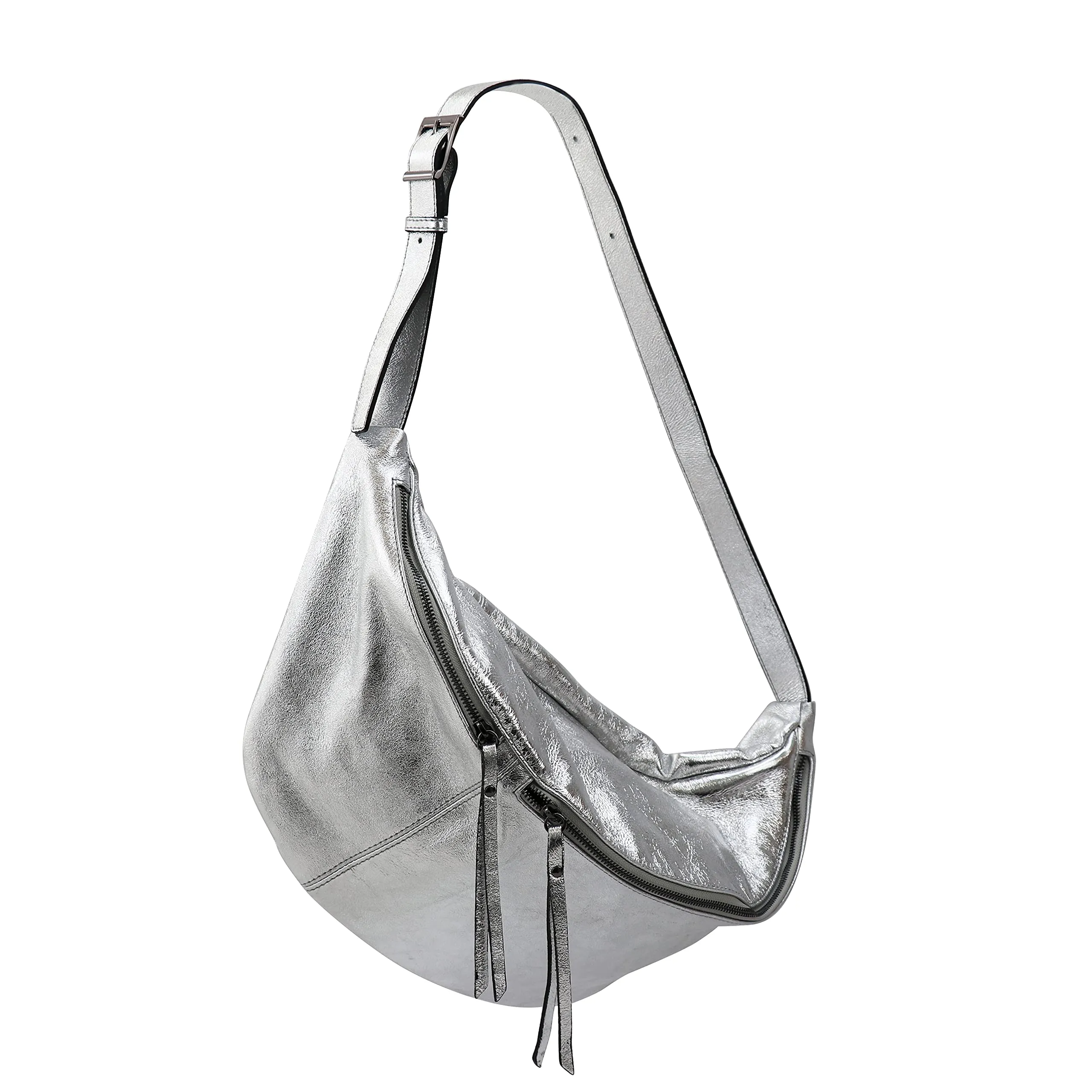 SH Leder Daniela G768 Borsa da donna in vera pelle, argento, Grande - immagine 1