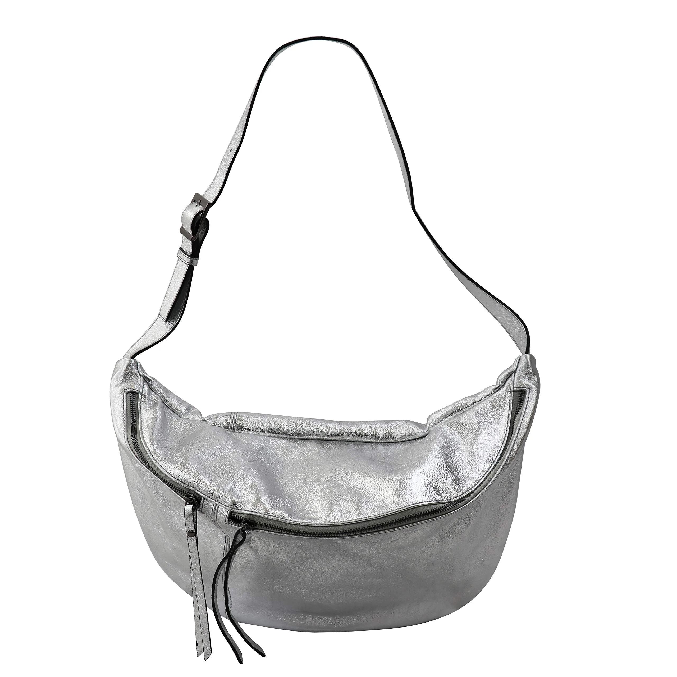 SH Leder Daniela G768 Borsa da donna in vera pelle, argento, Grande - immagine 2