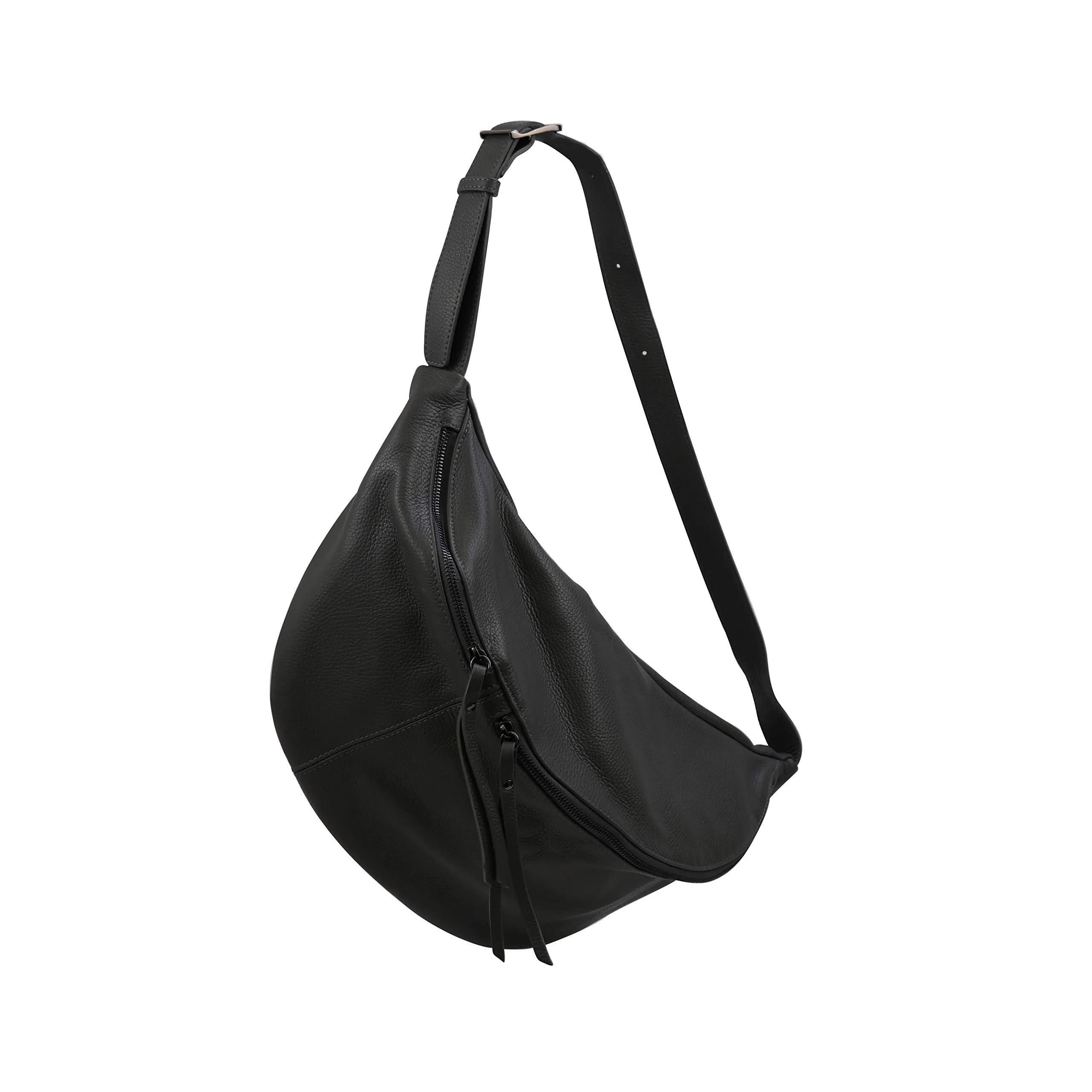 SH Leder Borsa da cintura in vera pelle Daniela G768, grigio scuro, grande (49 x 28 cm) - immagine 1