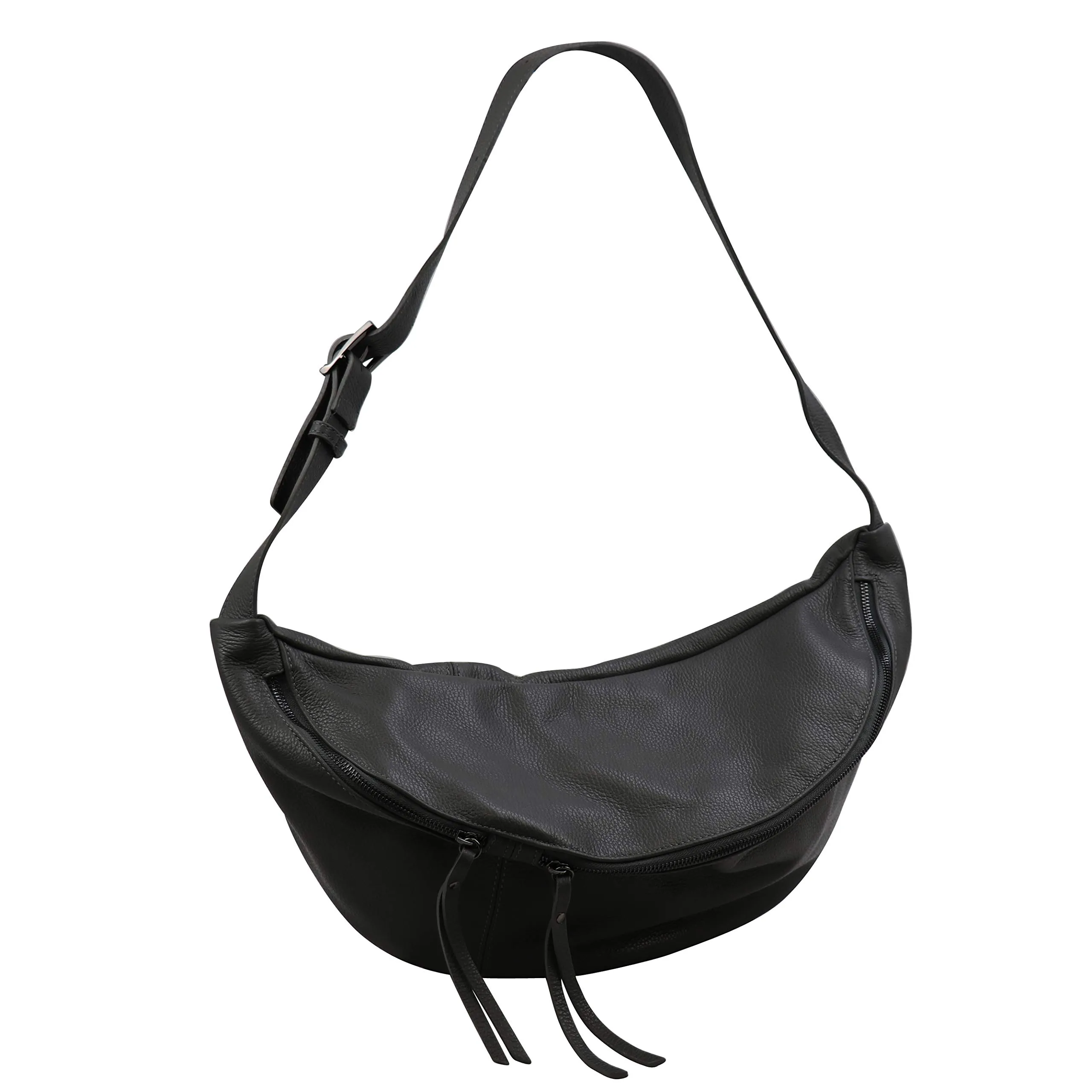 SH Leder Borsa da cintura in vera pelle Daniela G768, grigio scuro, grande (49 x 28 cm) - immagine 3