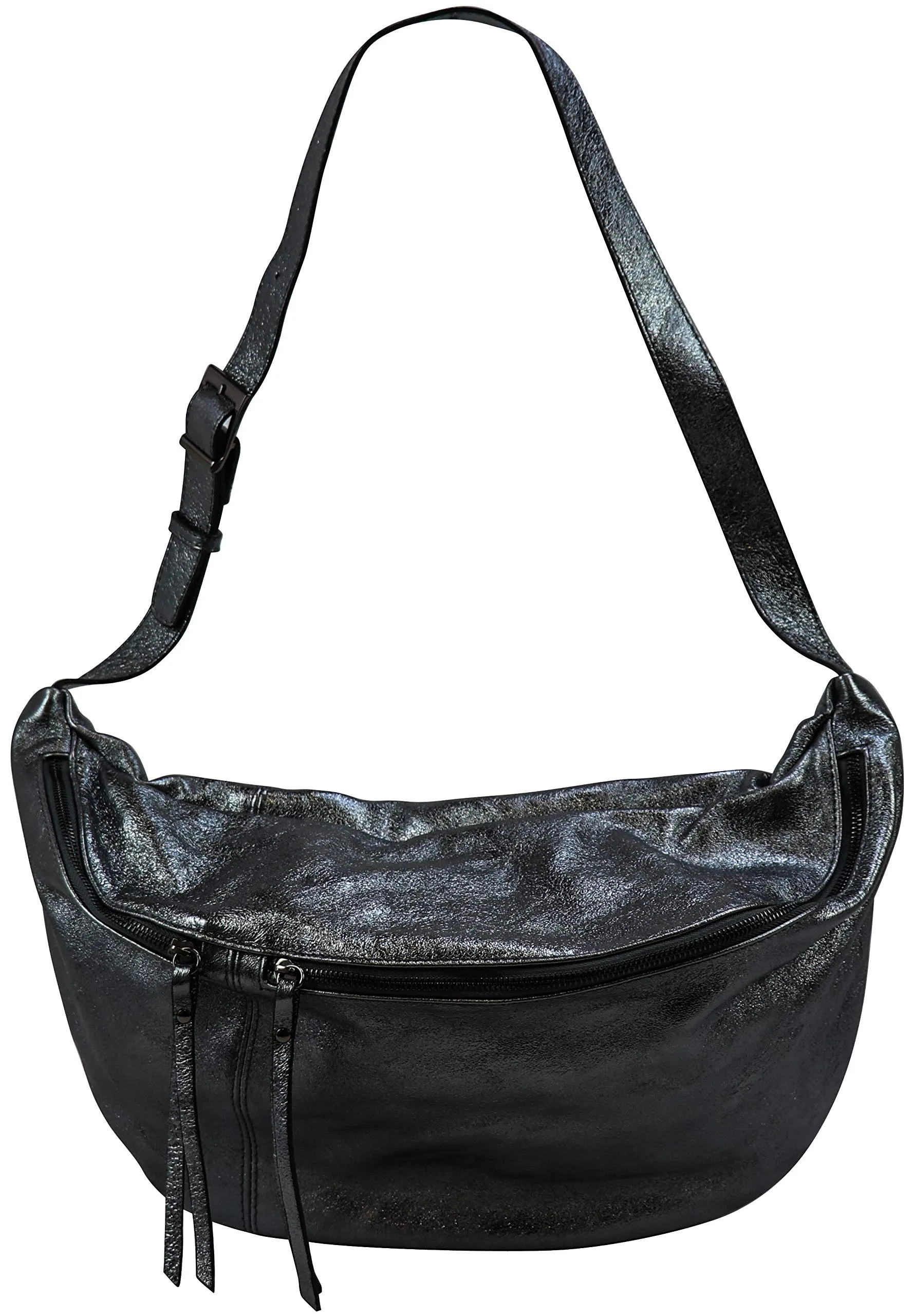 SH Leder Daniela G768 Marsupio in Vera Pelle, Antracite Metallizzato, Medium - immagine 2