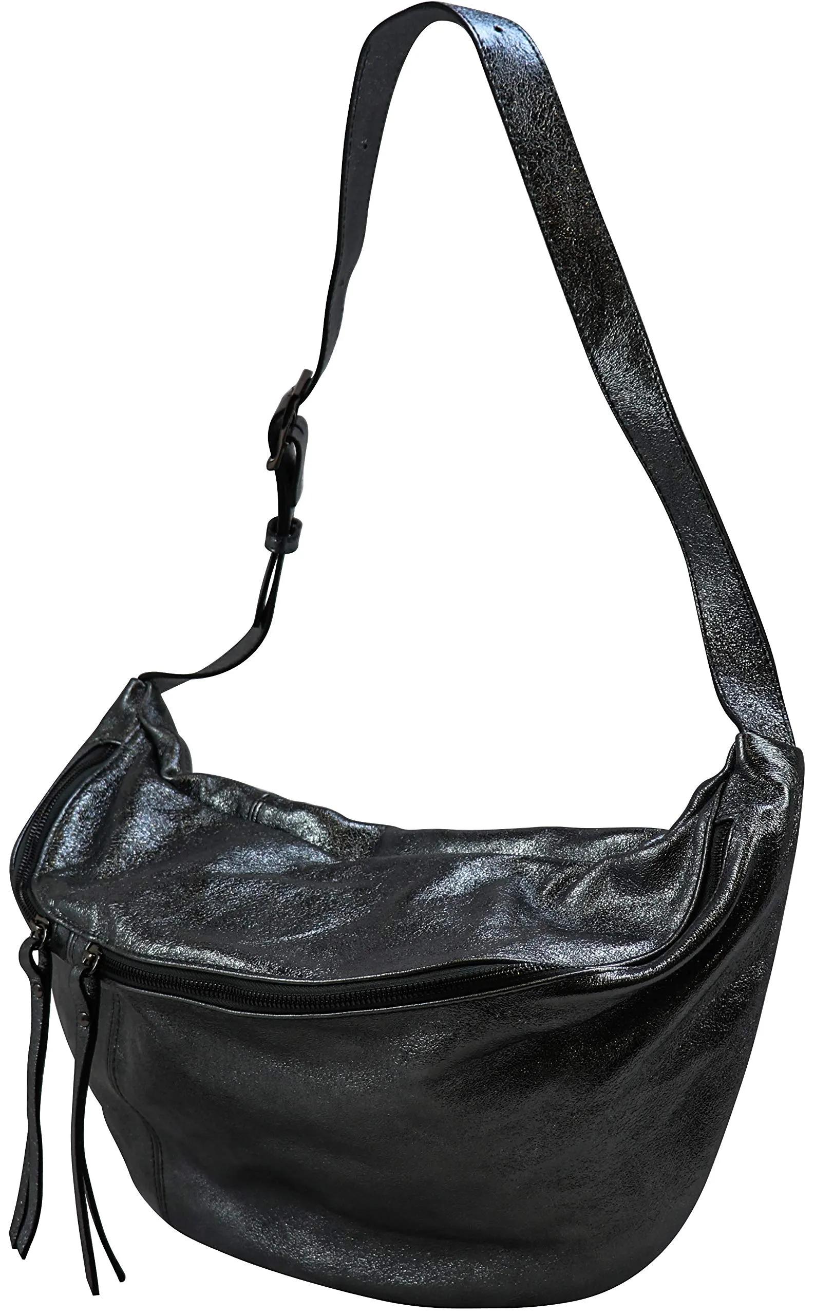 SH Leder Daniela G768 Marsupio in Vera Pelle, Antracite Metallizzato, Medium - immagine 3