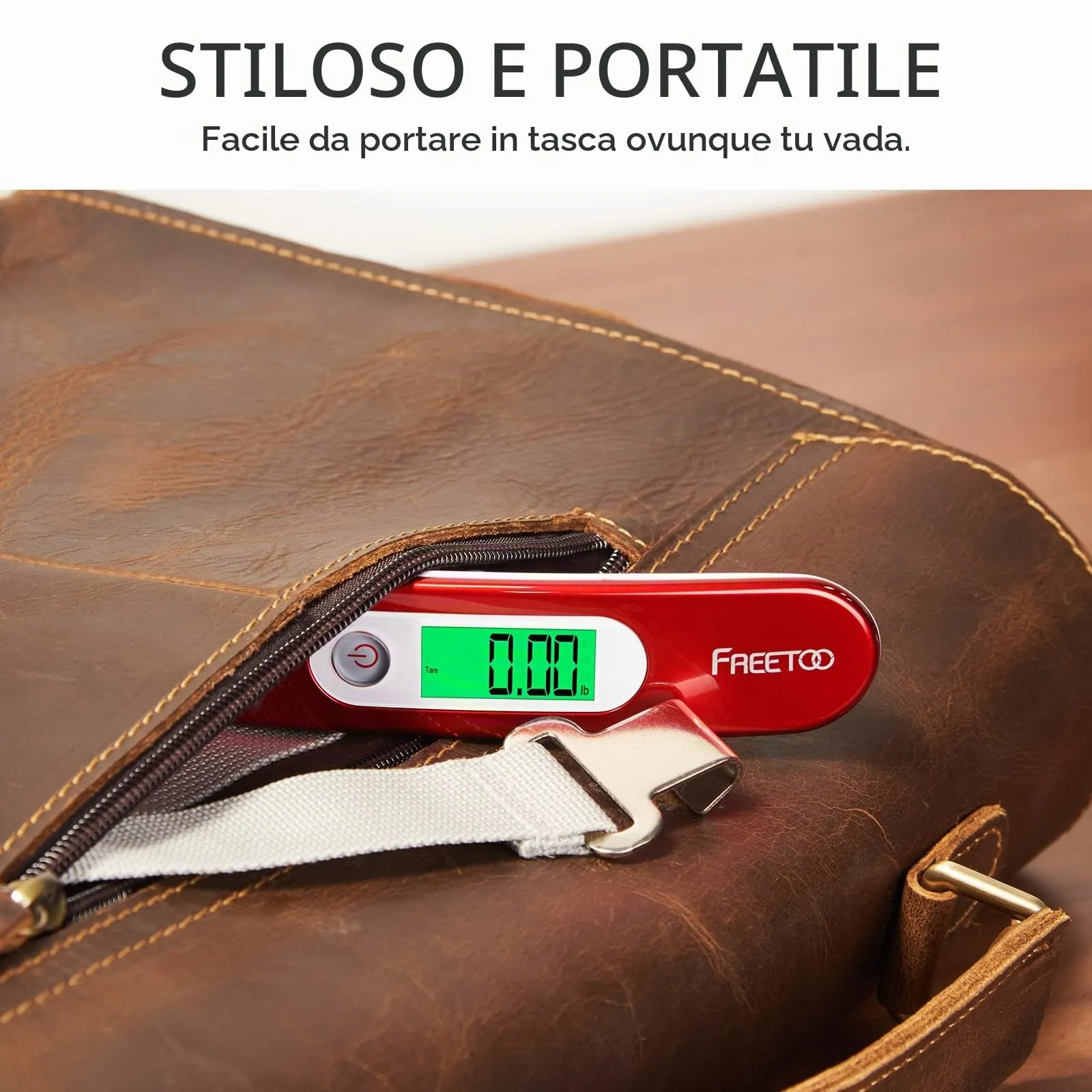 FREETOO Bilancia Elettronica Portatile Digitale per Bagagli, max 50 kg, Rosso, M - immagine 6