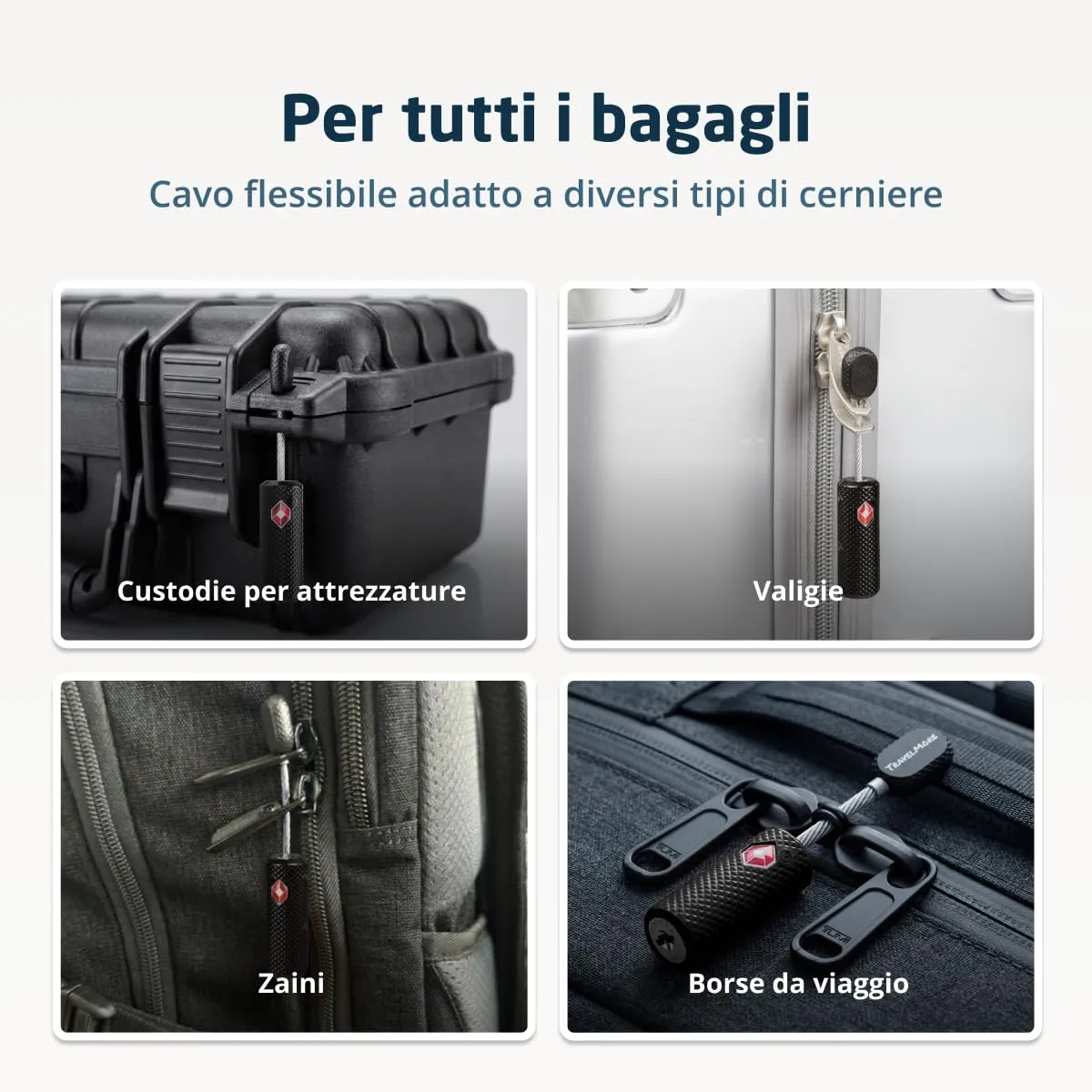 TravelMore Lucchetti per Bagagli TSA con Chiavi, Lega di Zinco, Nero, Confezione da 4, TM003 - immagine 8