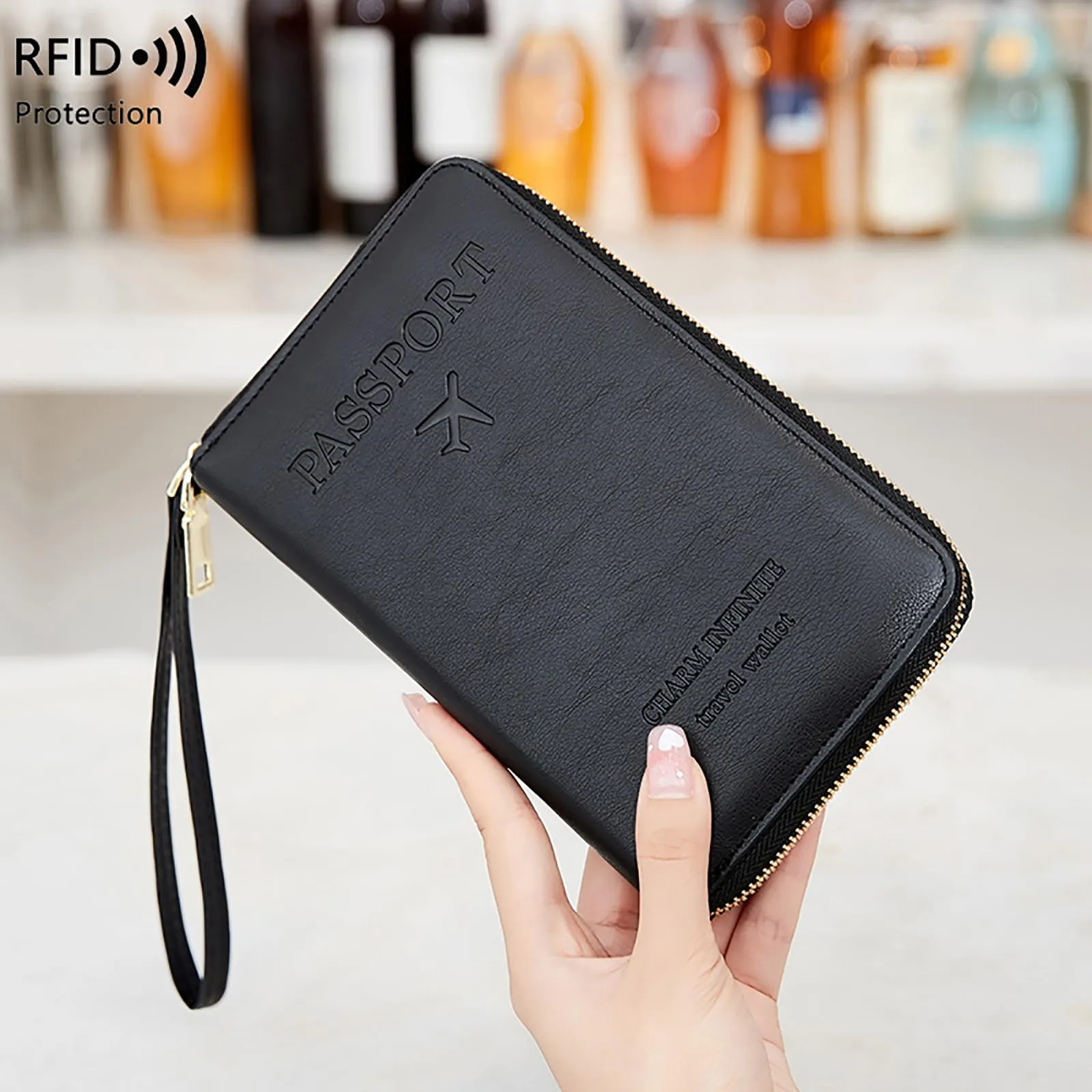 Toctax Custodia per Passaporto in Pelle RFID, Nero B, 19 x 11.5 x 2 cm - immagine 3