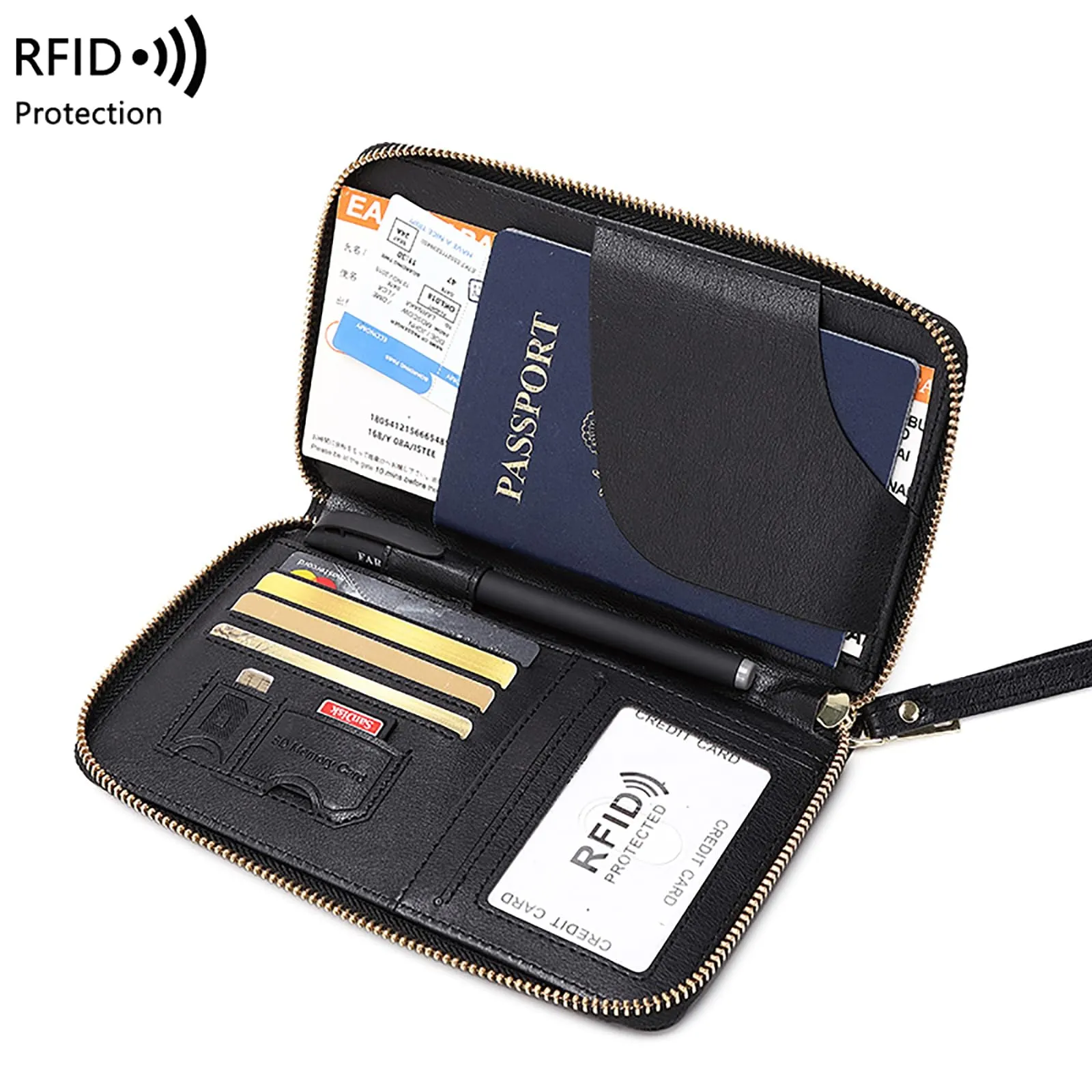 Toctax Custodia per Passaporto in Pelle RFID, Nero B, 19 x 11.5 x 2 cm - immagine 7
