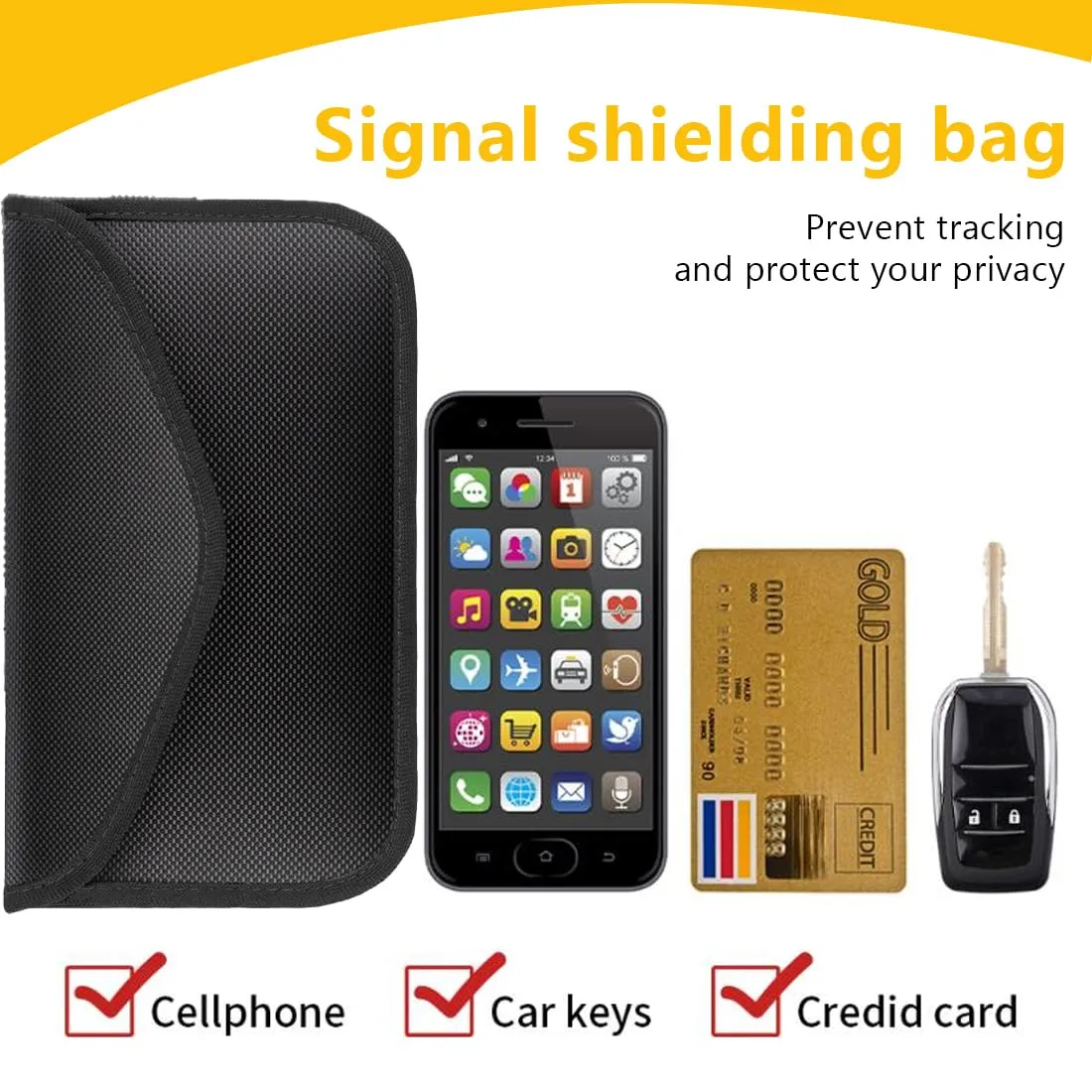 HAMKU Gabbia di Faraday 20 x 10 cm per Telepass, Chiavi Auto e RFID, Nero - immagine 4