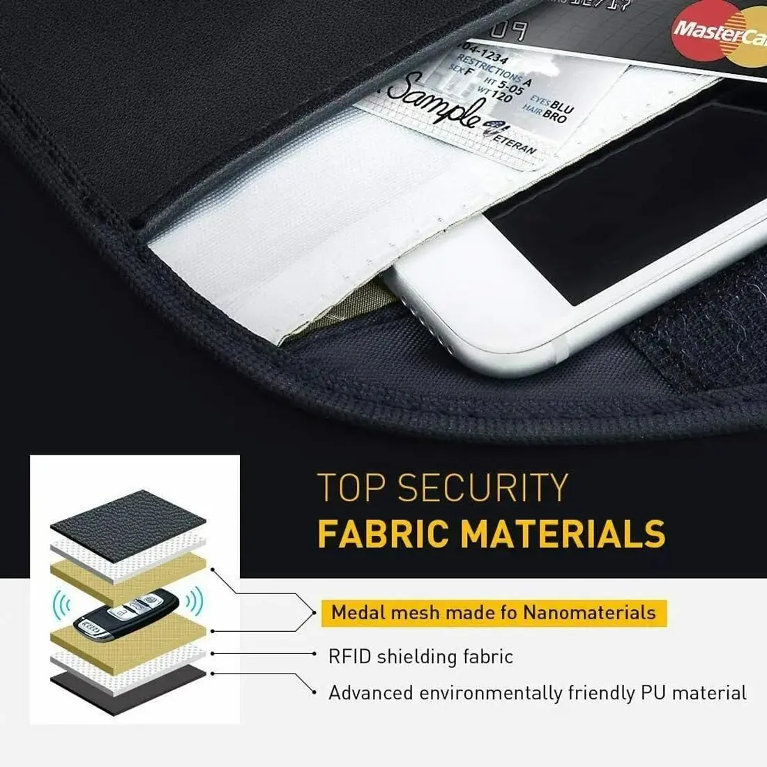 HAMKU Gabbia di Faraday 20 x 10 cm per Telepass, Chiavi Auto e RFID, Nero - immagine 5