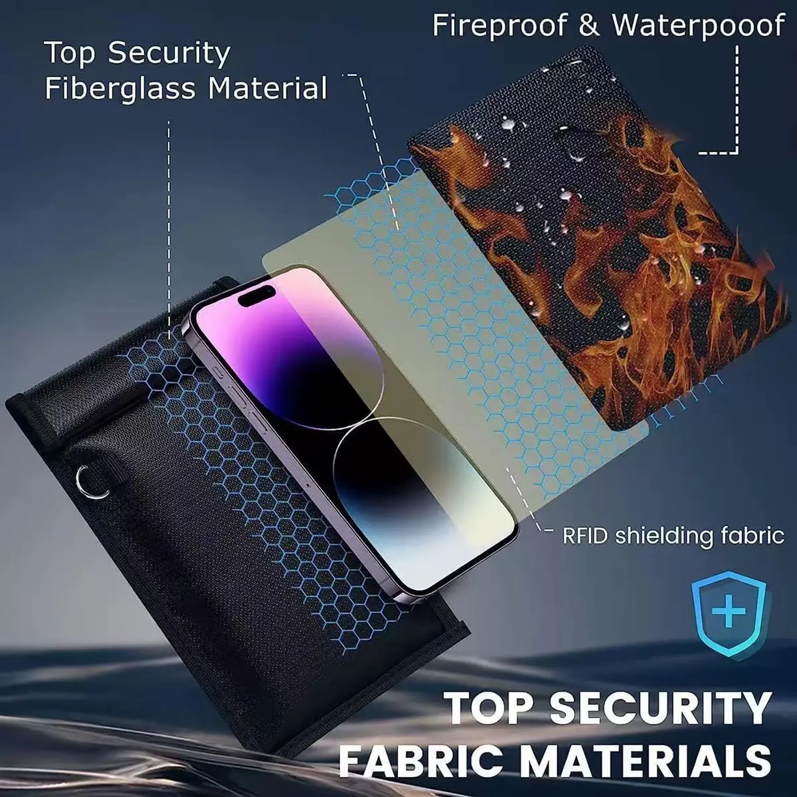 ELLENNE Borsa Faraday Schermata RFID, GPS, WiFi, 5G Smartphone Ignifuga, Extra Small (14 x 9 cm) - immagine 4
