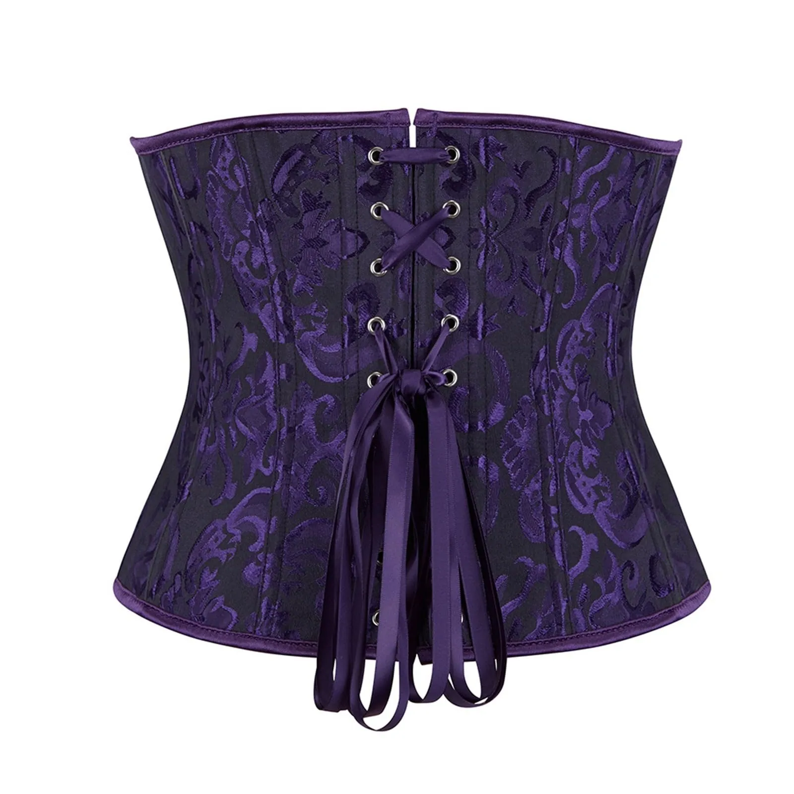 Generisch Corsetto da Donna Floreale in Stile Gotico Medievale, Viola Scuro, 5XL - immagine 5