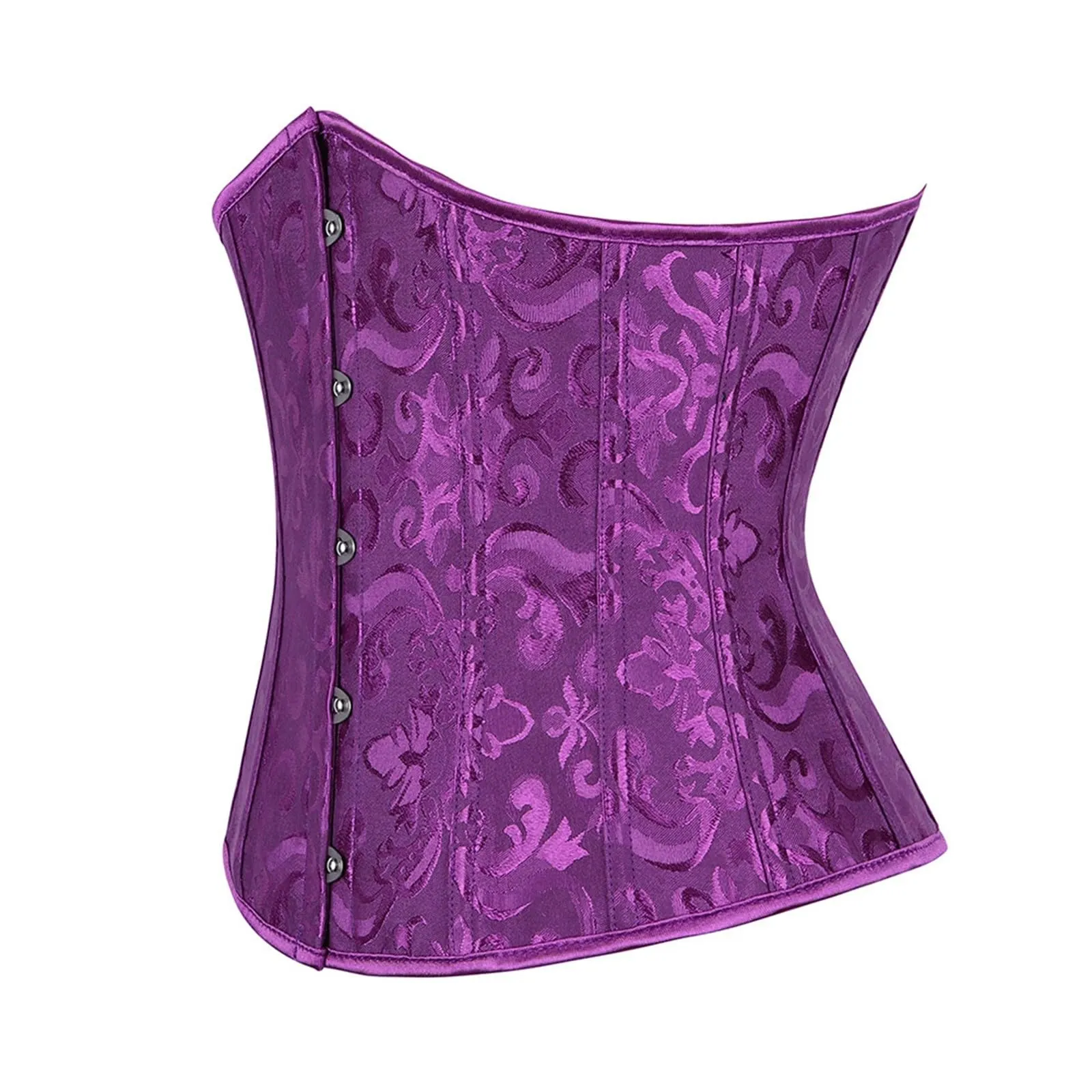 Generisch Corsetto da Donna Floreale in Stile Gotico Medievale, Viola, XS - immagine 6