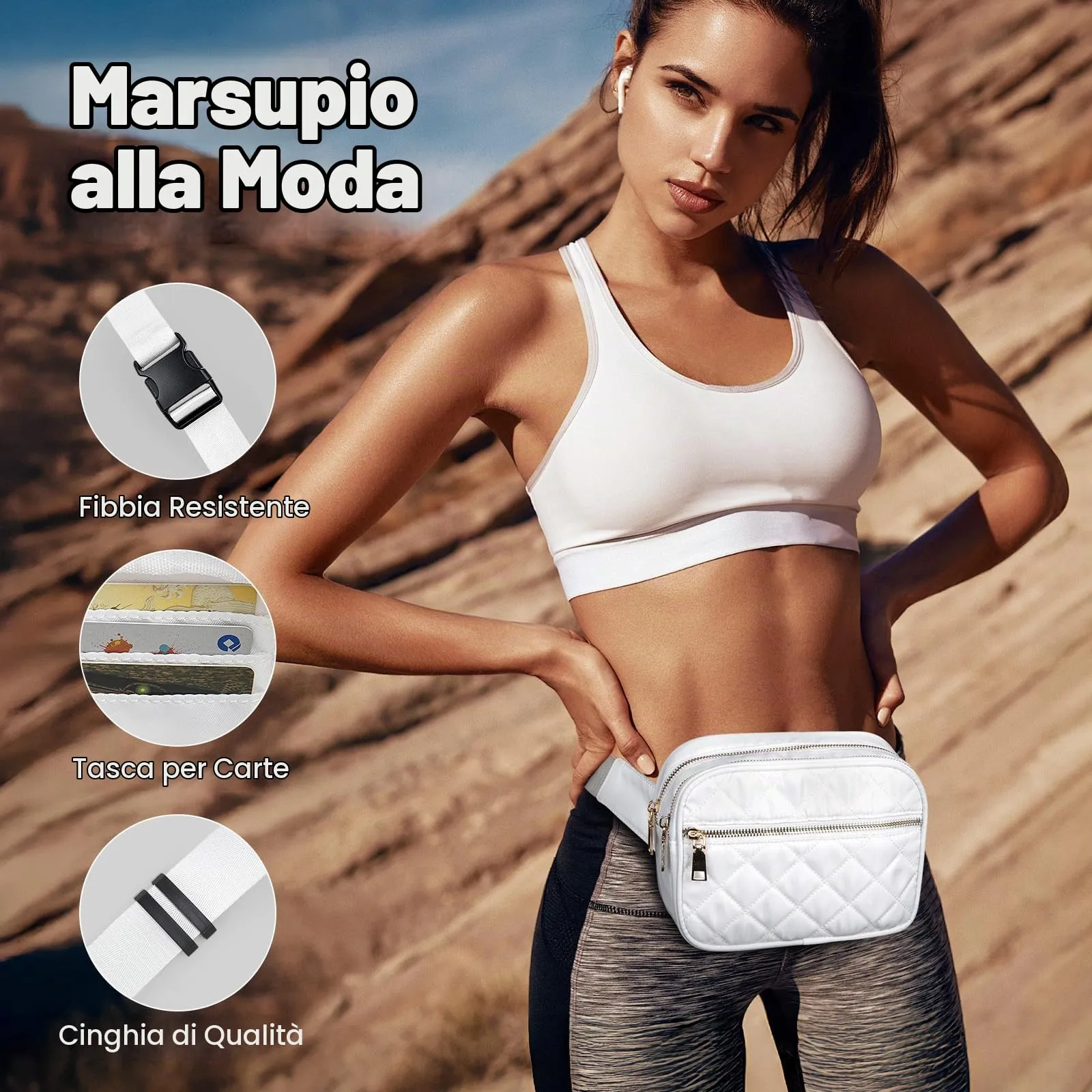 Jueachy Marsupio per Donne Borsa a Vita e Tracolla Nera Casual Regolabile - immagine 2