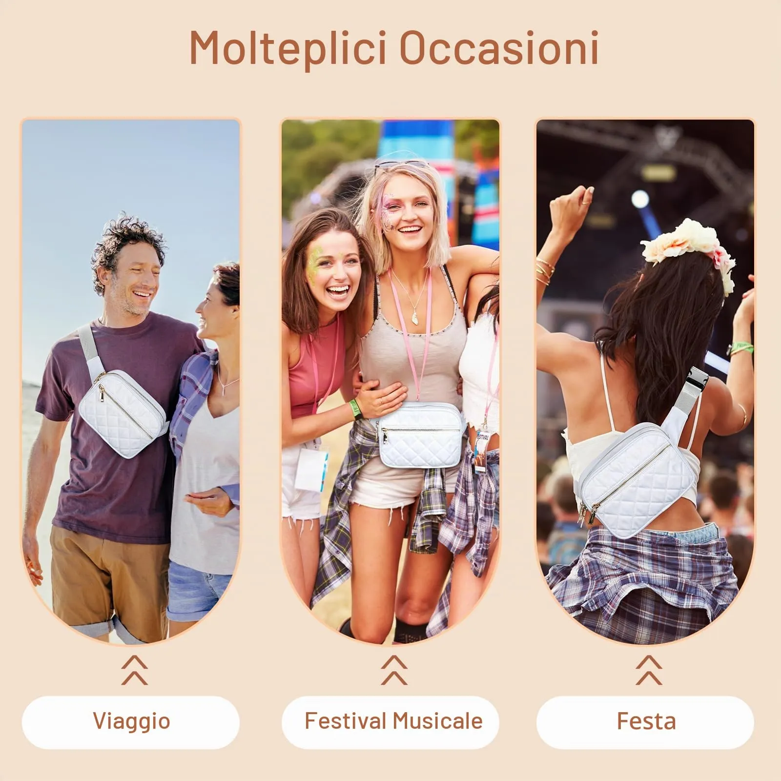 Jueachy Marsupio per Donne Borsa a Vita e Tracolla Nera Casual Regolabile - immagine 7