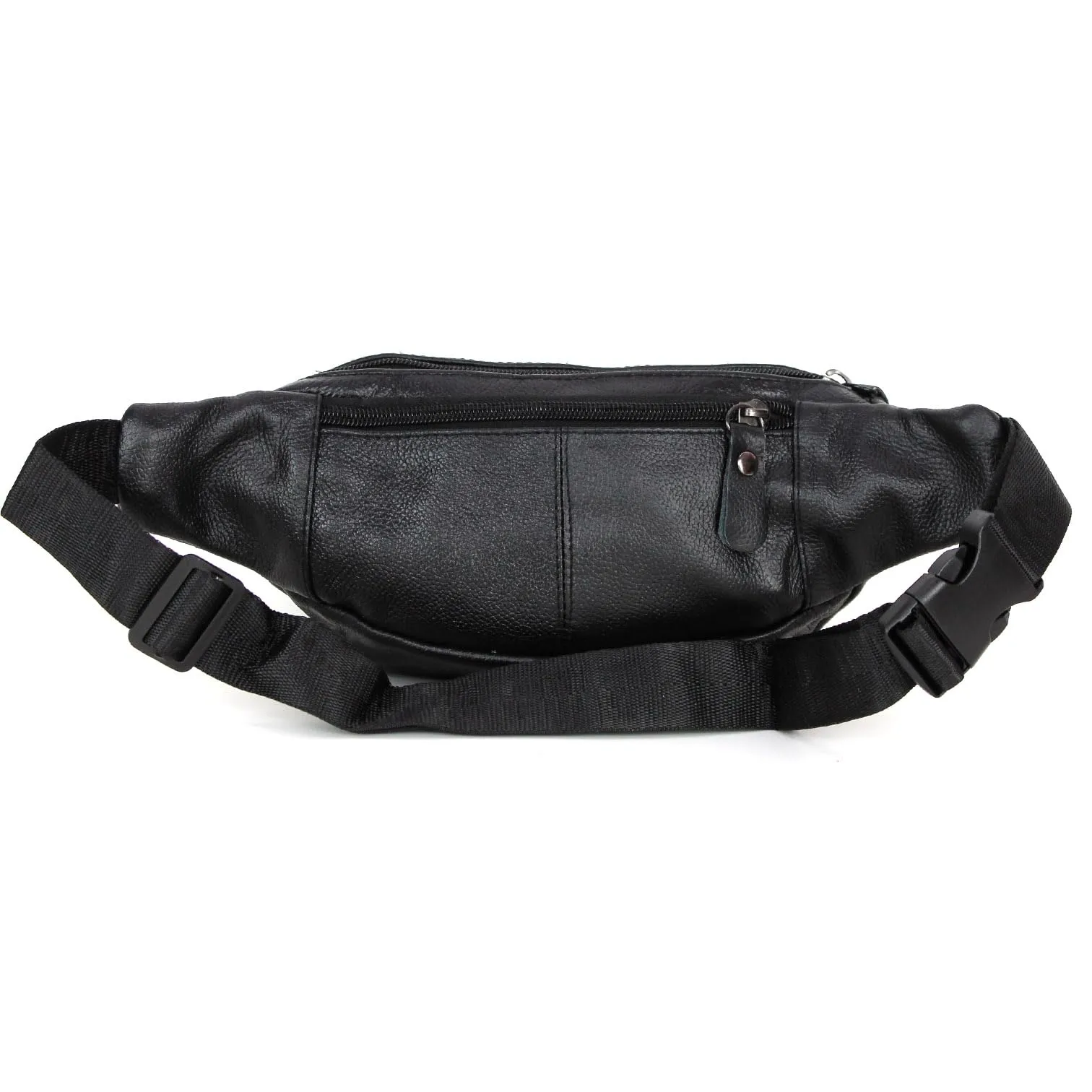 BOGACI Marsupio in vera pelle cuoio da uomo e donna con cinta regolabile e 6 tasche, Nero - immagine 5