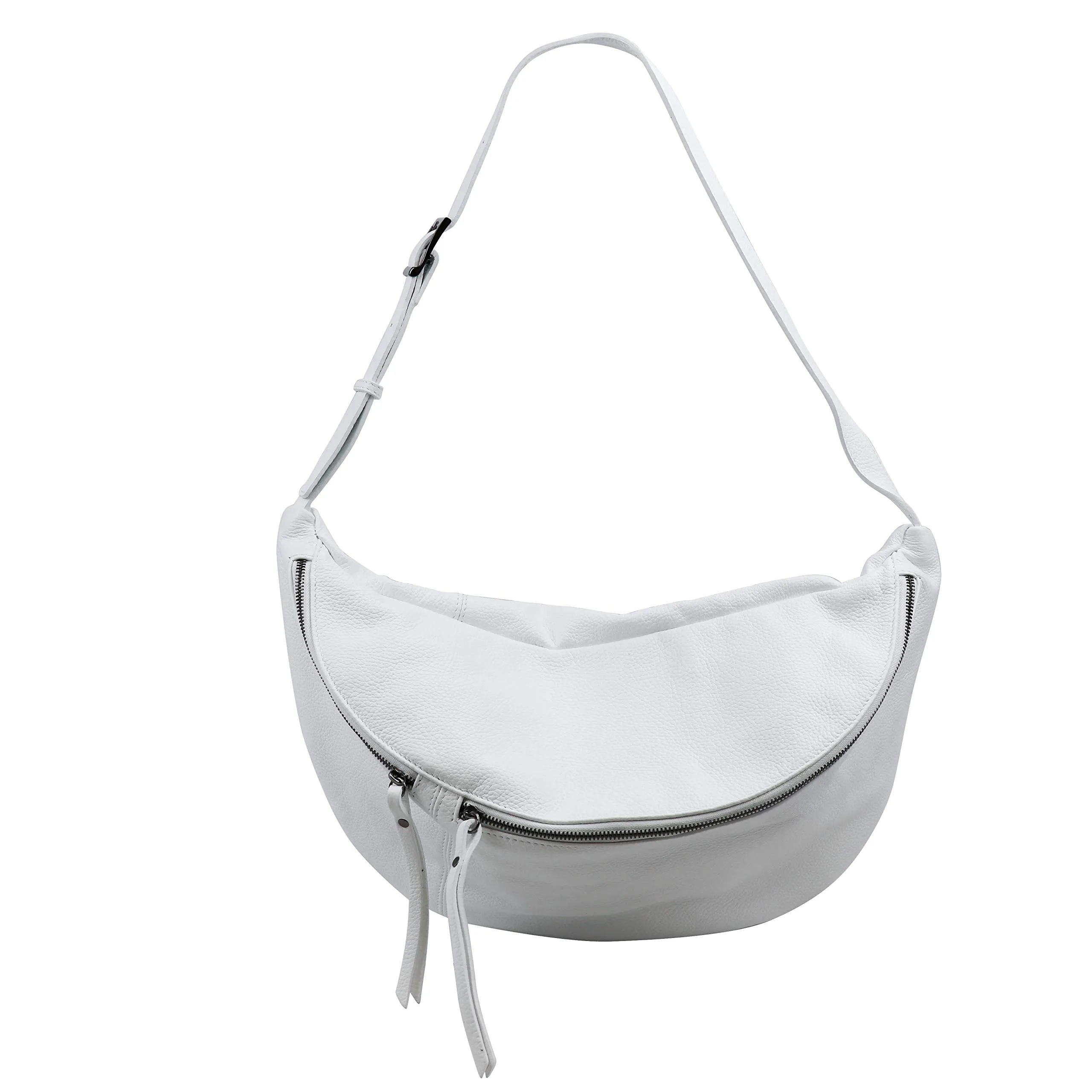 SH Leder Borsa da cintura in vera pelle Daniela G768, Bianco, 49 x 28 cm - immagine 2