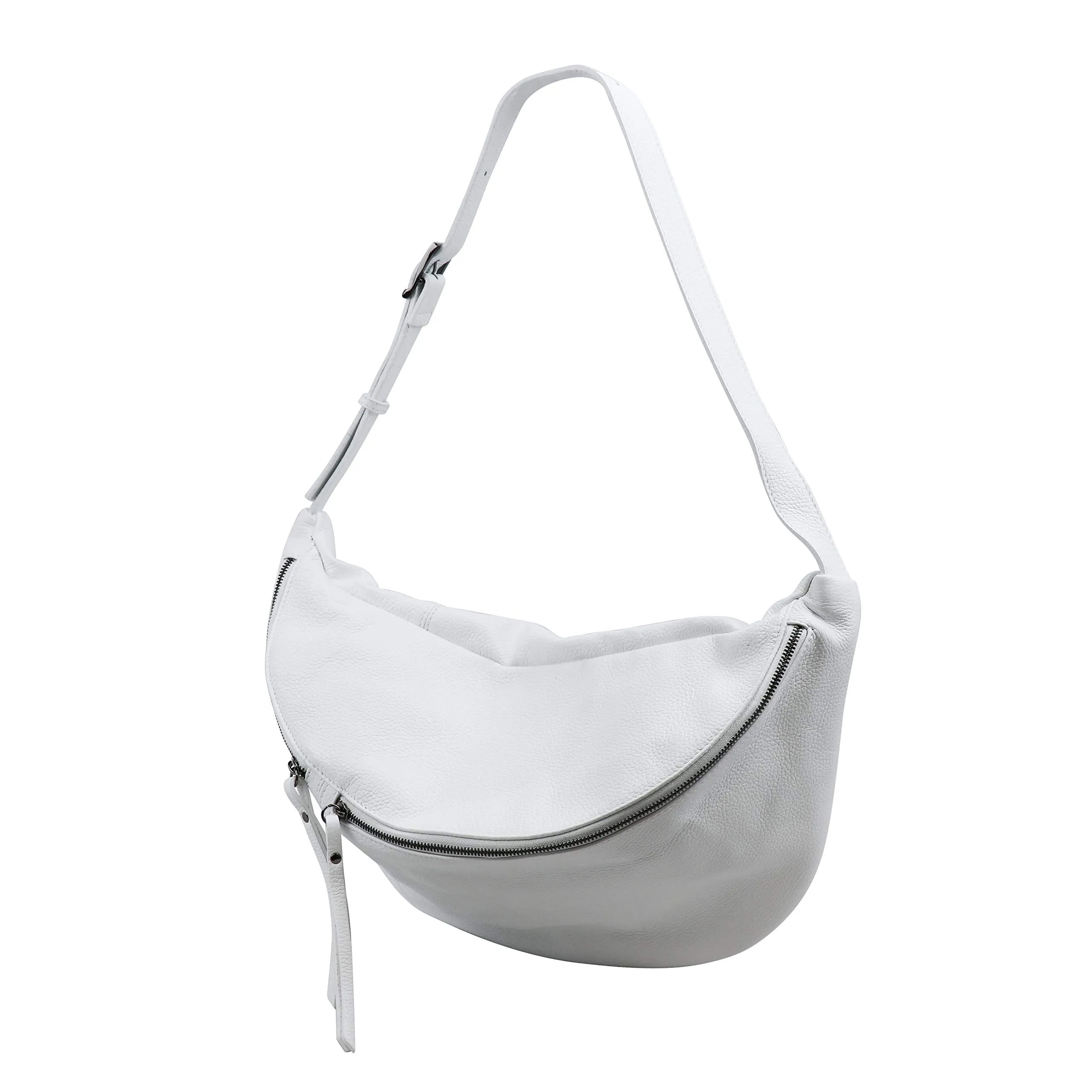SH Leder Borsa da cintura in vera pelle Daniela G768, Bianco, 49 x 28 cm - immagine 3