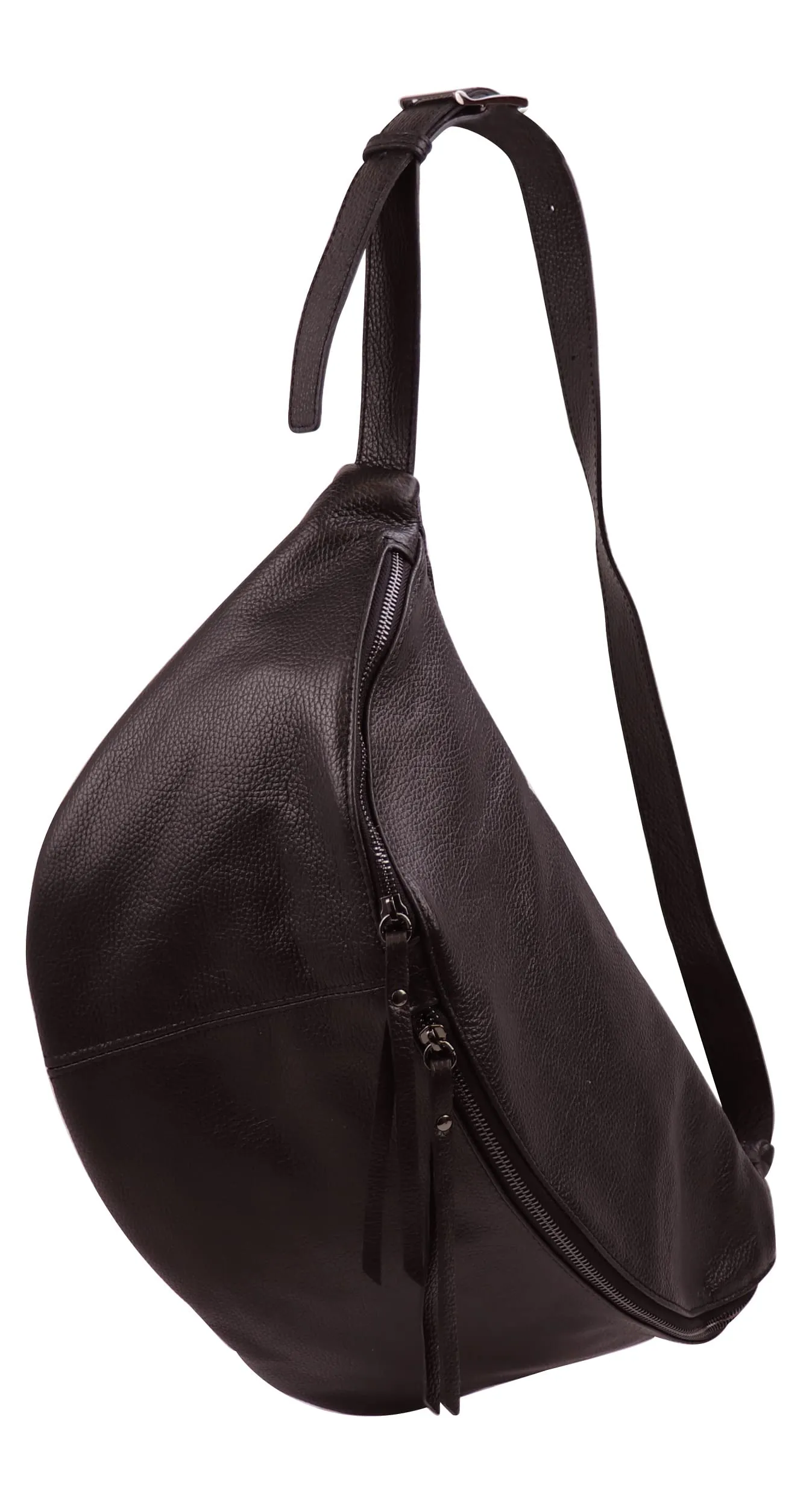 SH Leder Borsa da cintura in vera pelle Daniela G768, marrone scuro, 49 x 28 cm, grande - immagine 1