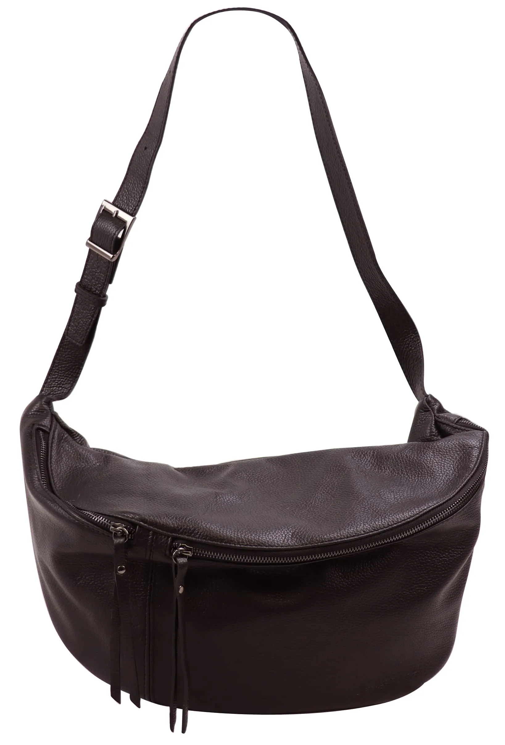 SH Leder Borsa da cintura in vera pelle Daniela G768, marrone scuro, 49 x 28 cm, grande - immagine 2