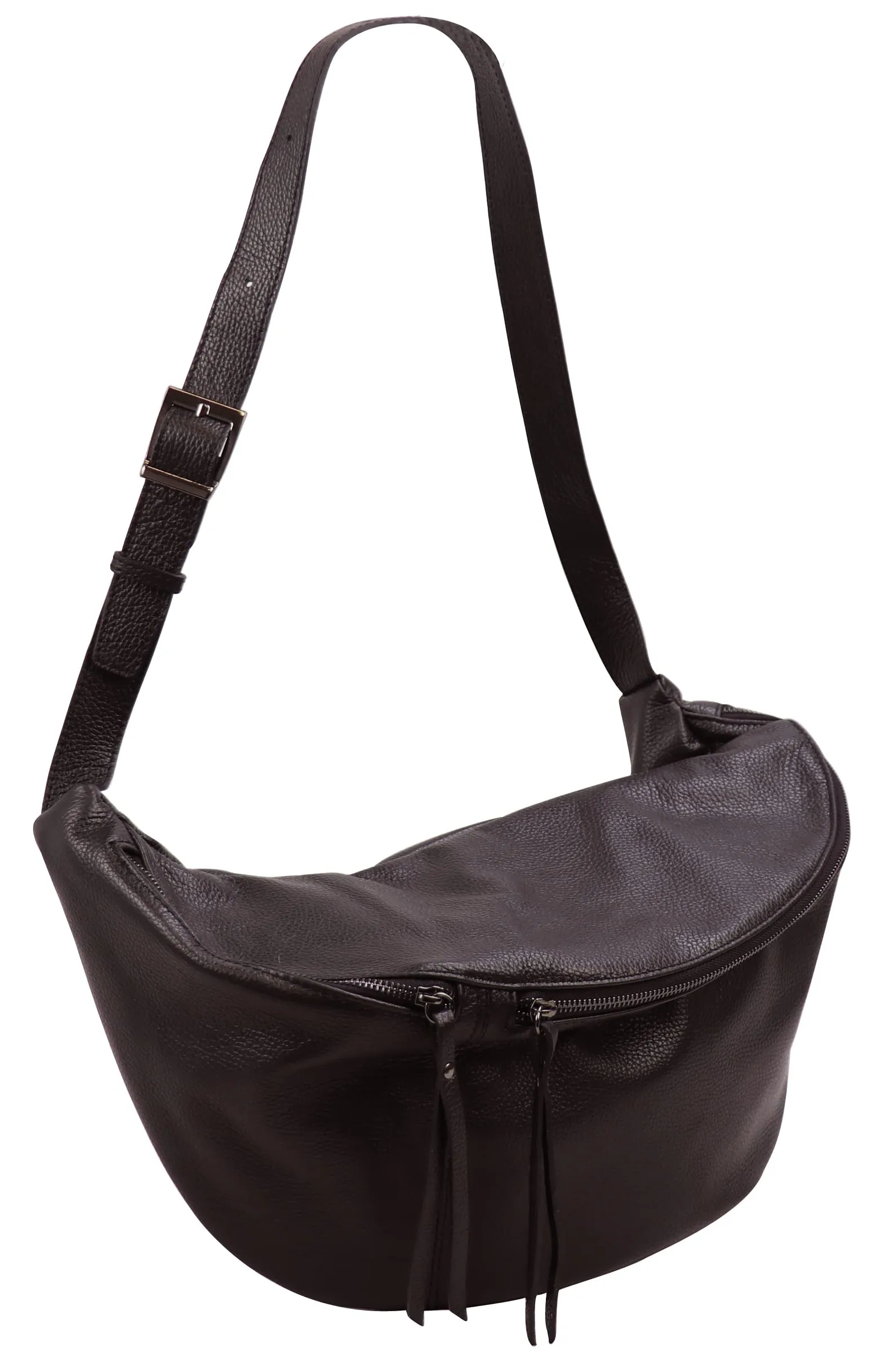 SH Leder Borsa da cintura in vera pelle Daniela G768, marrone scuro, 49 x 28 cm, grande - immagine 3