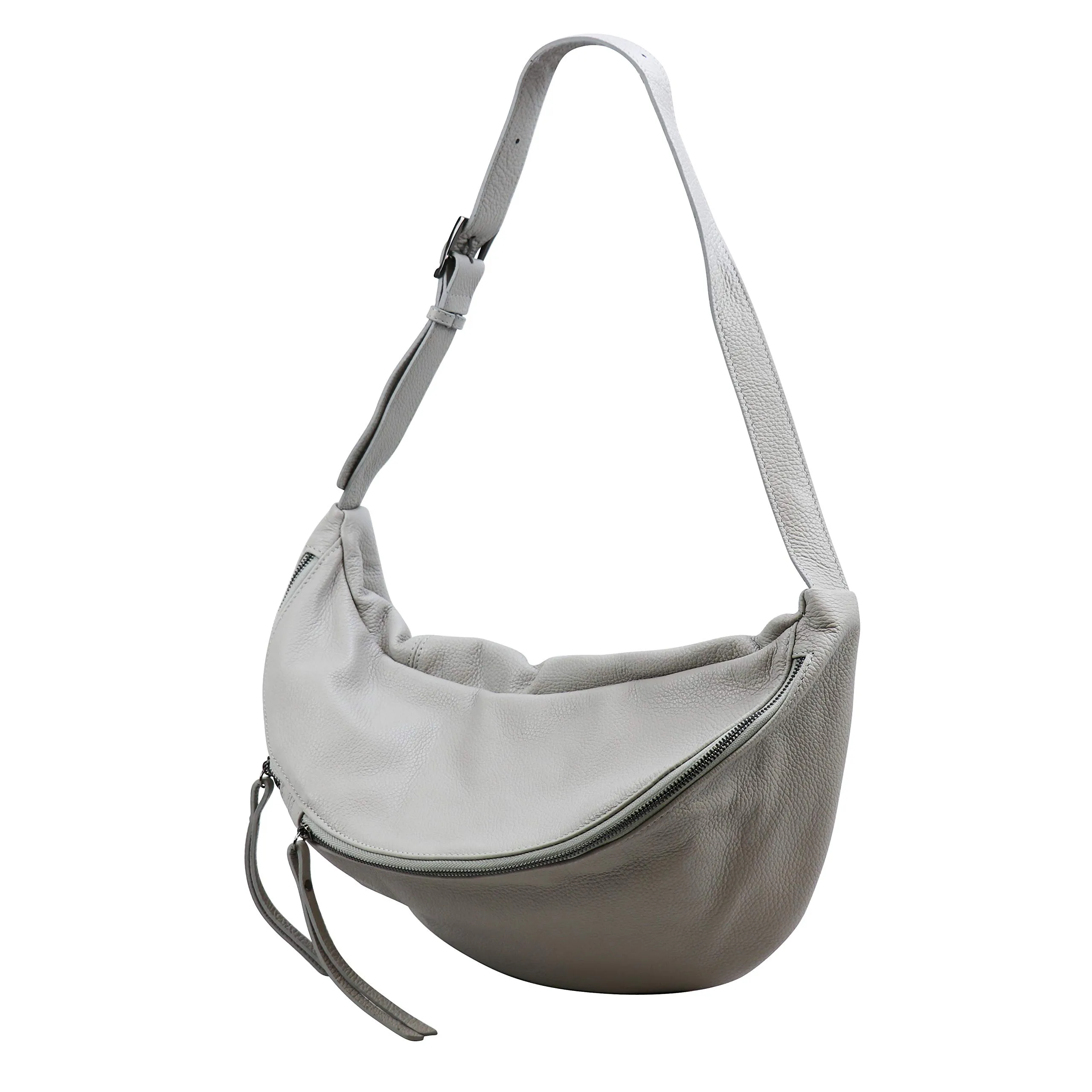 SH Leder Borsa da cintura in vera pelle Daniela G768, grigio chiaro, 49 x 28 cm, Grande - immagine 3