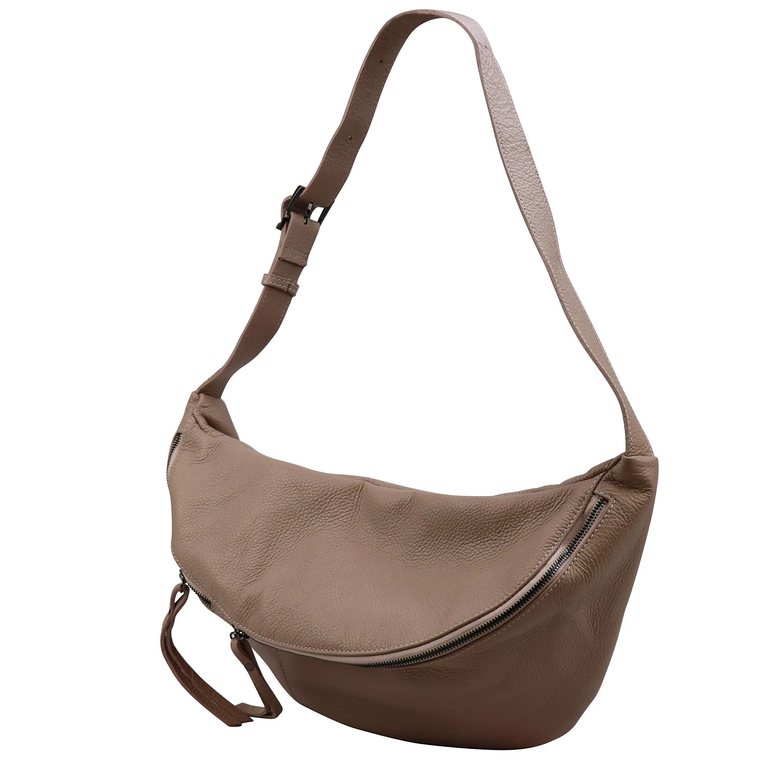 SH Leder Borsa da cintura in vera pelle Daniela G768, beige, Grande (49 x 28 cm) - immagine 3