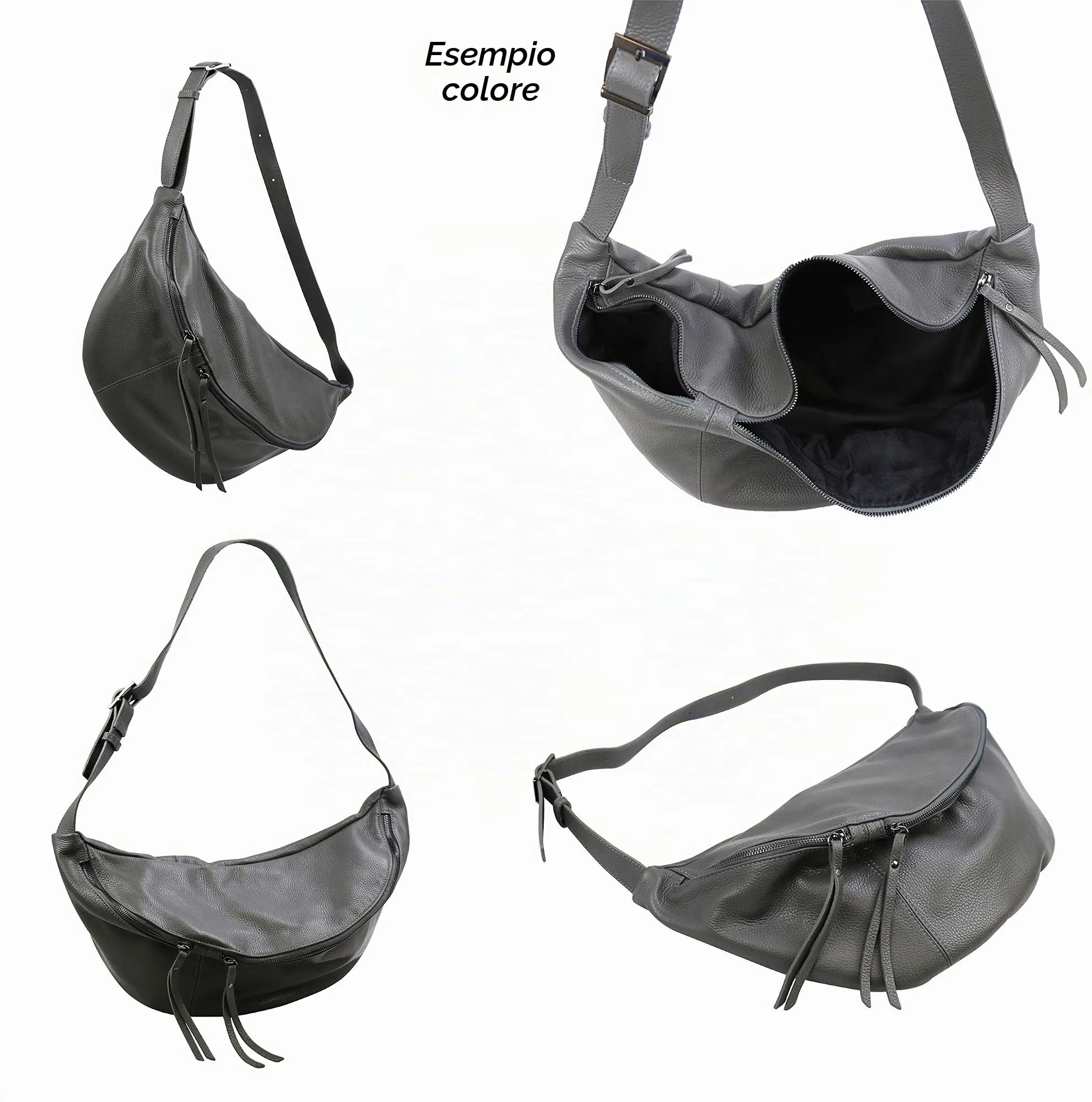 SH Leder Borsa da cintura in vera pelle Daniela G768, beige, Grande (49 x 28 cm) - immagine 5