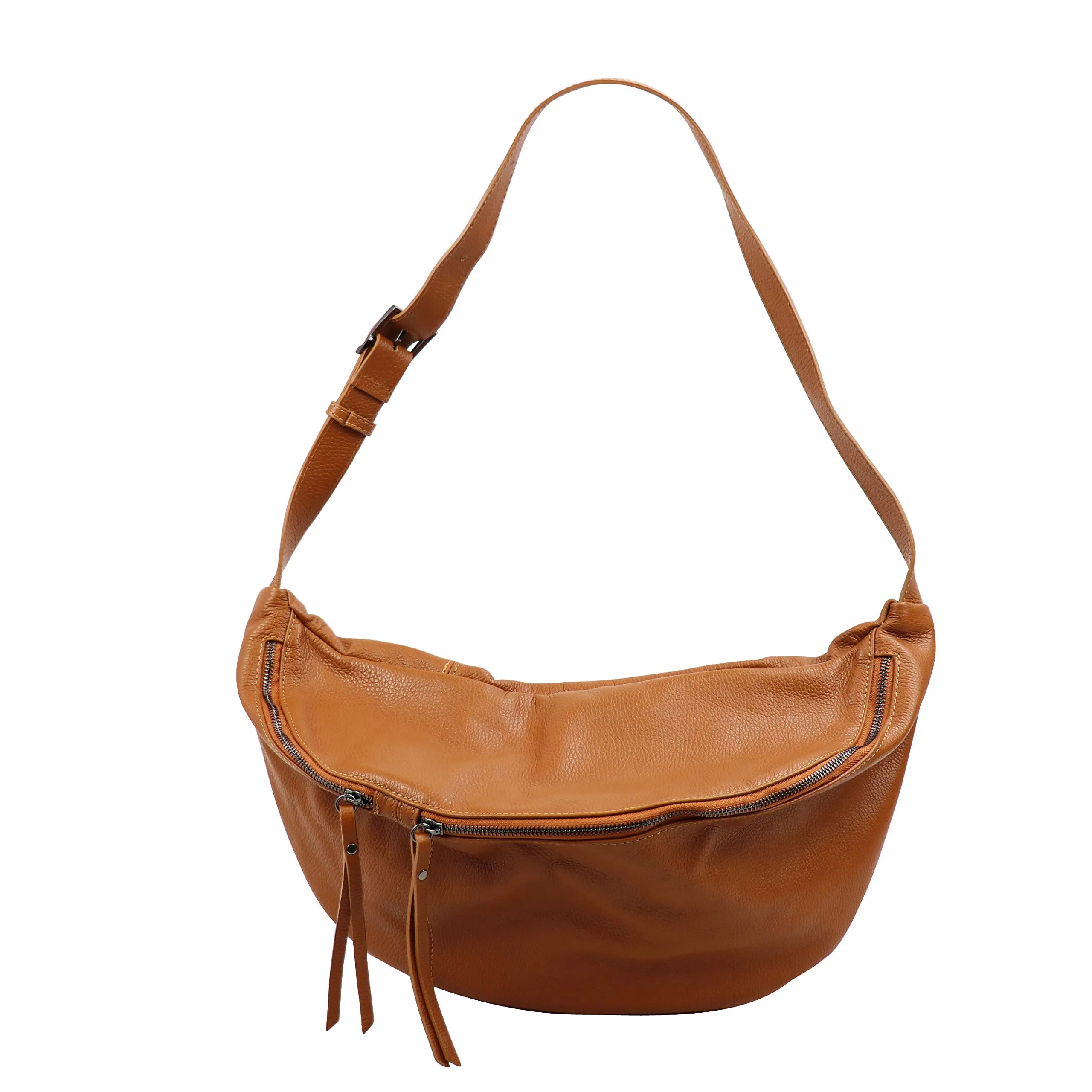 SH Leder Borsa da cintura in pelle Daniela G768, Cognac, Grande - immagine 2