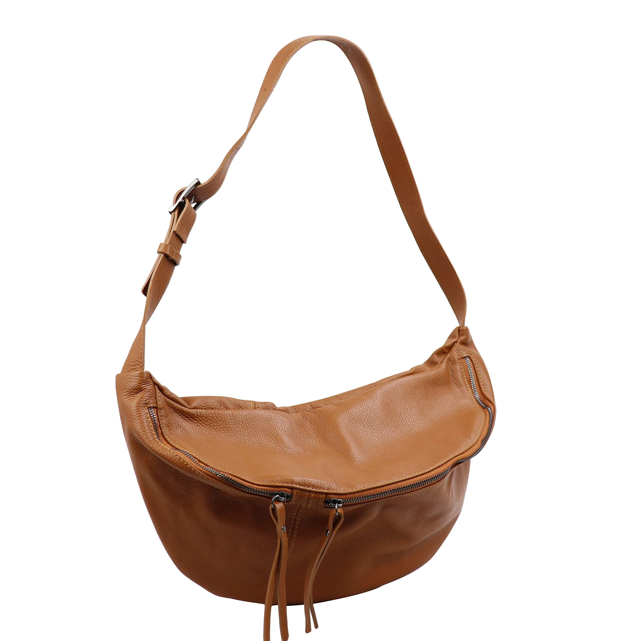 SH Leder Borsa da cintura in pelle Daniela G768, Cognac, Grande - immagine 3