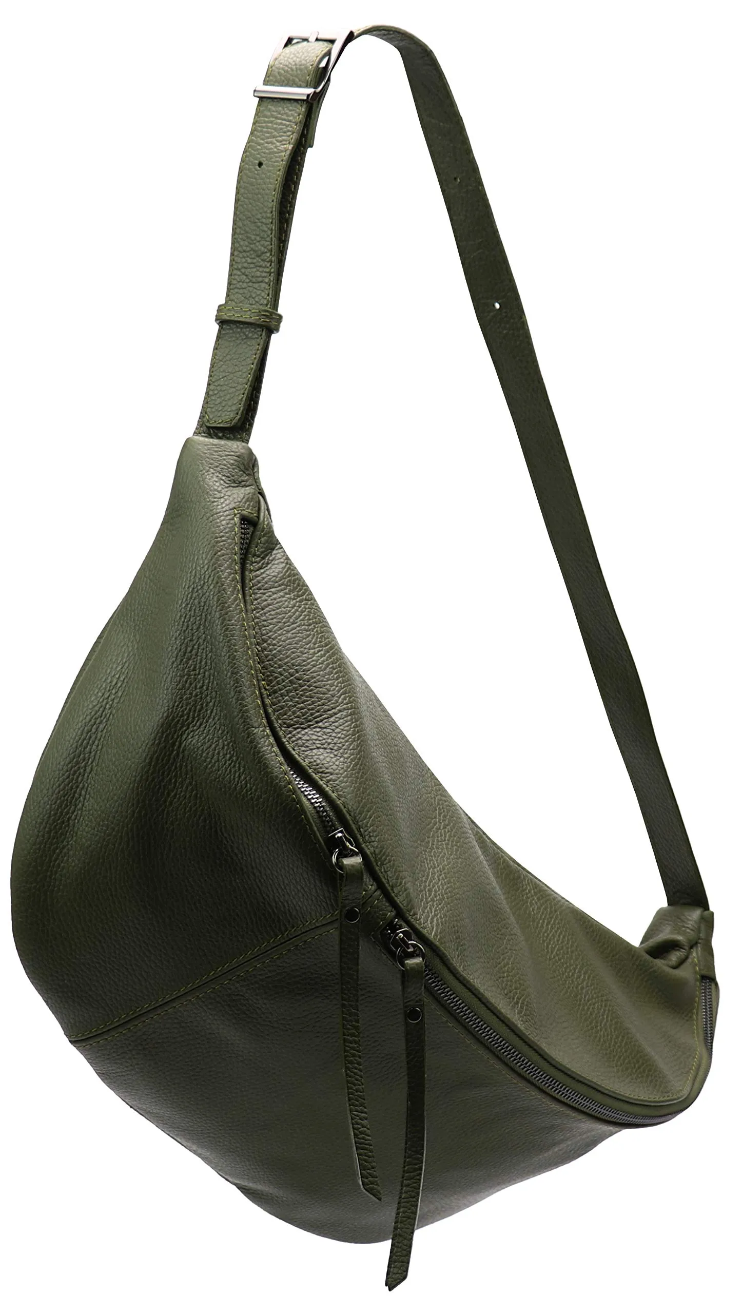 SH Leder Borsa da cintura in pelle Daniela G768, Verde Oliva, Grande - immagine 1