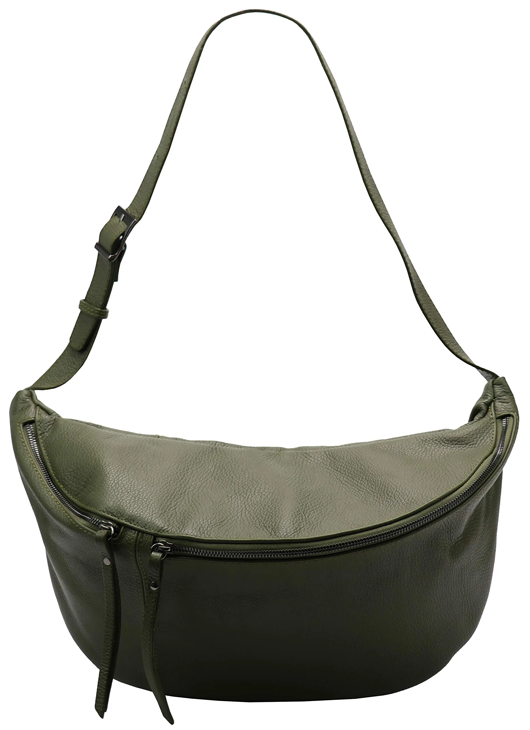 SH Leder Borsa da cintura in pelle Daniela G768, Verde Oliva, Grande - immagine 2
