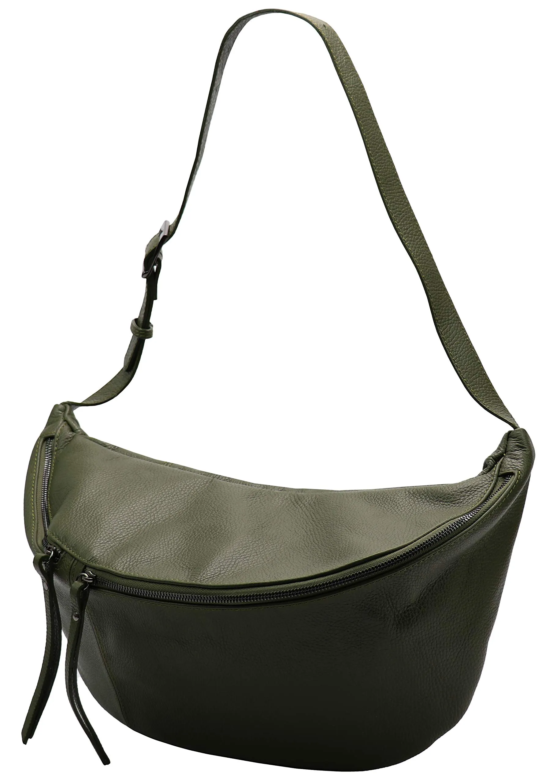 SH Leder Borsa da cintura in pelle Daniela G768, Verde Oliva, Grande - immagine 3