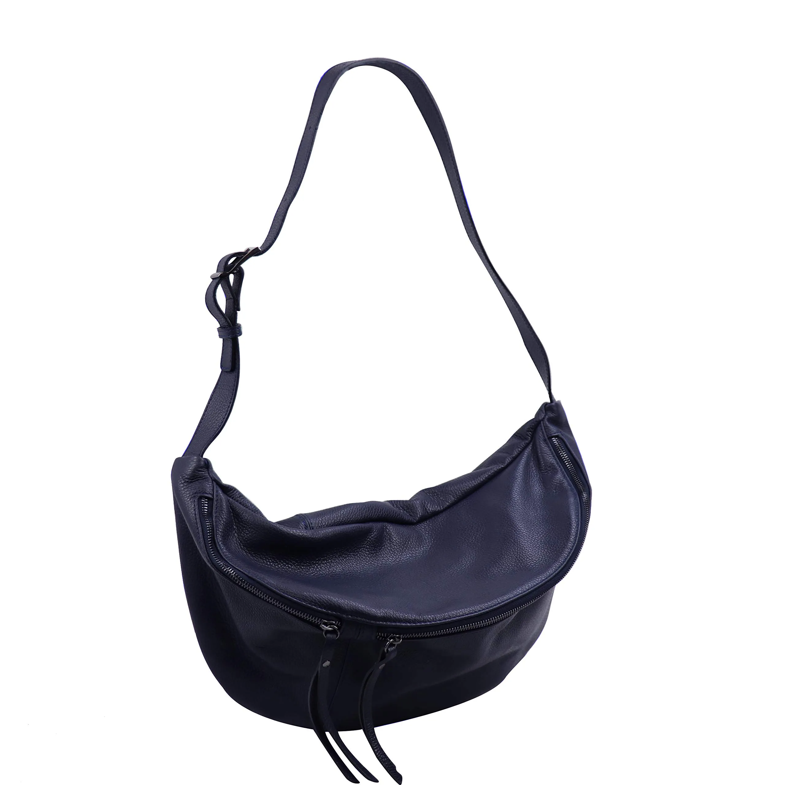 SH Leder Borsa da cintura in vera pelle Daniela G768, Blu scuro, Grande - immagine 3