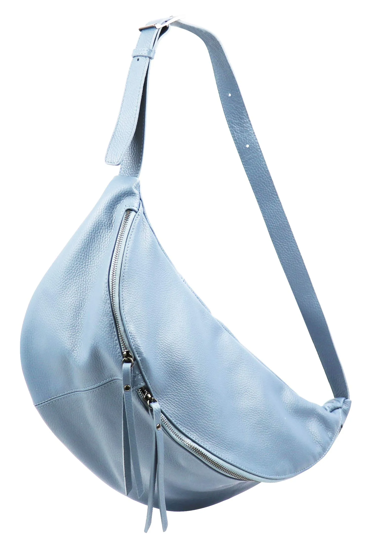 SH Leder Borsa da cintura in pelle Daniela G768, Azzurro, Grande - immagine 1