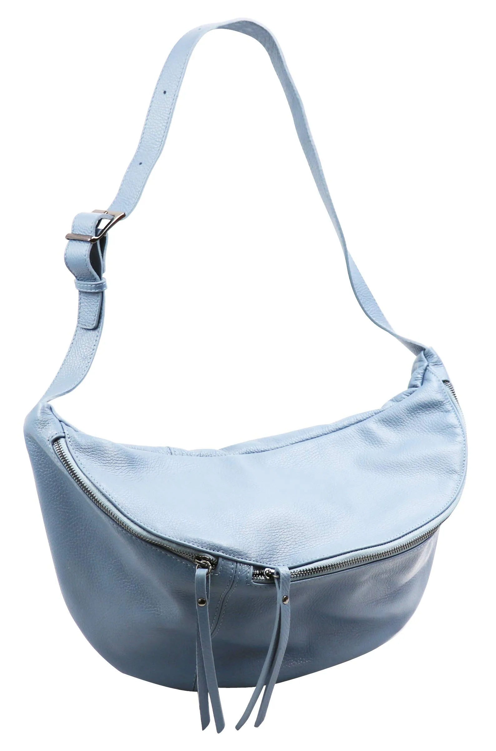 SH Leder Borsa da cintura in pelle Daniela G768, Azzurro, Grande - immagine 3